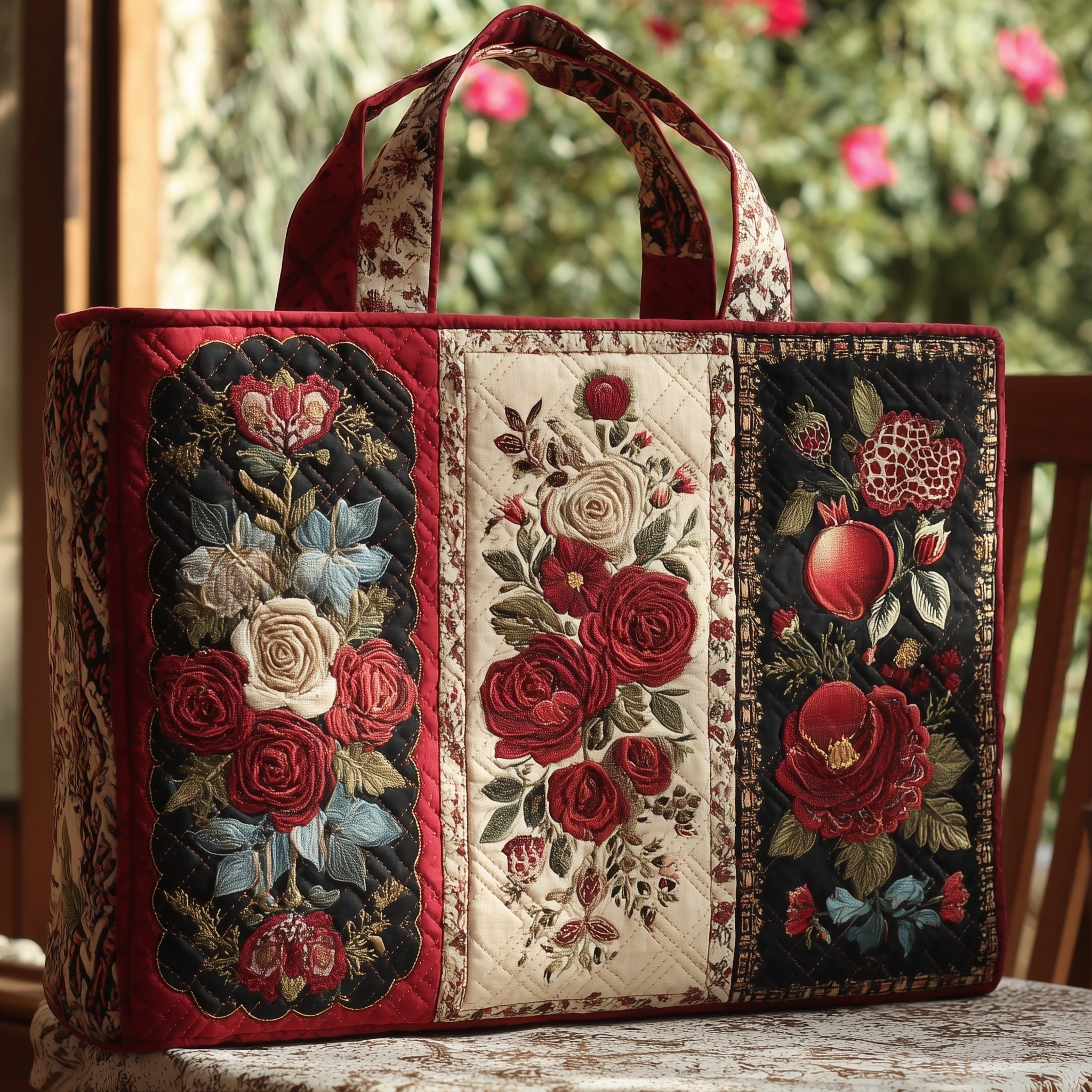 Vintage Rose Quilted Tote Bag GFTONL5471