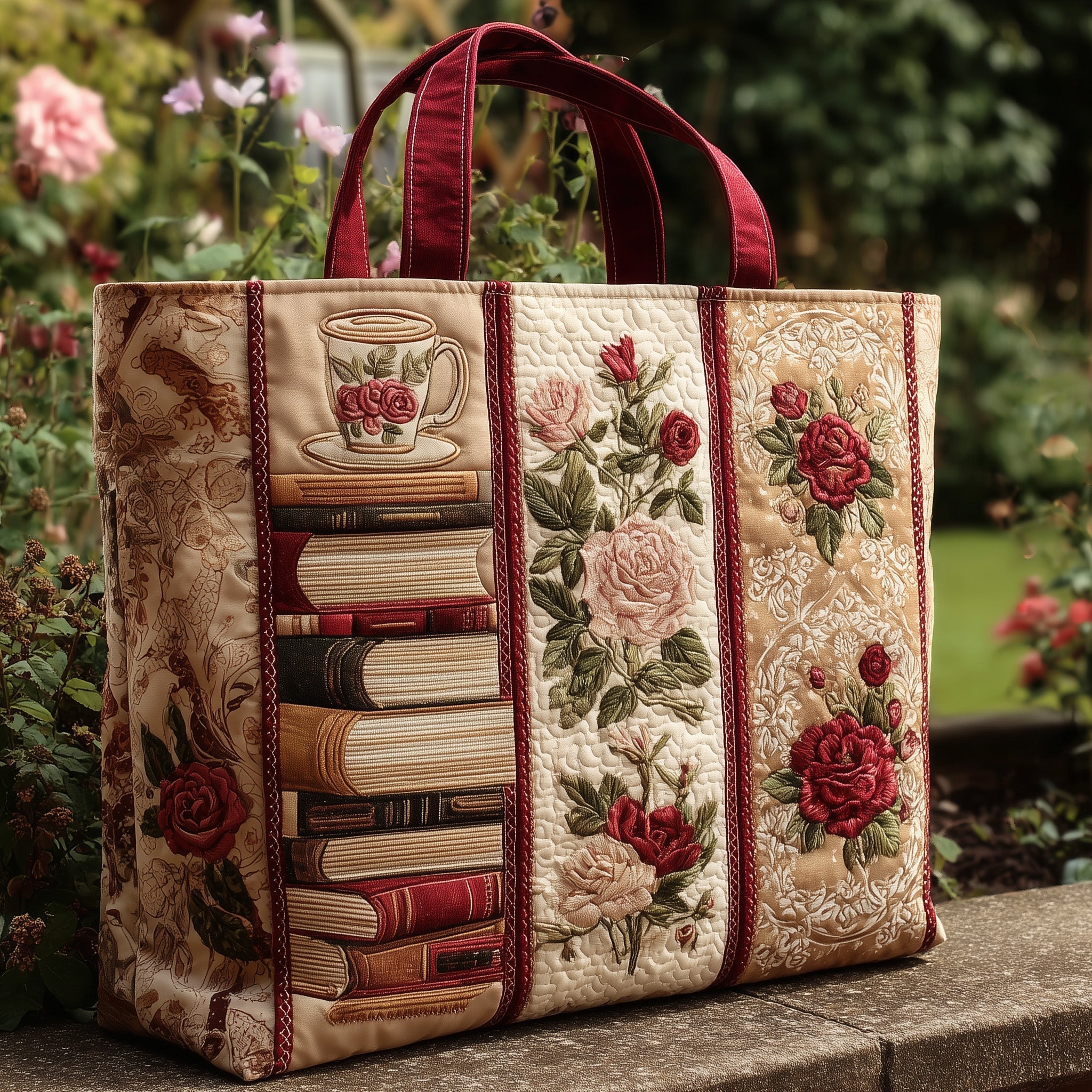 Floral Book Quilted Tote Bag GFTONL5477