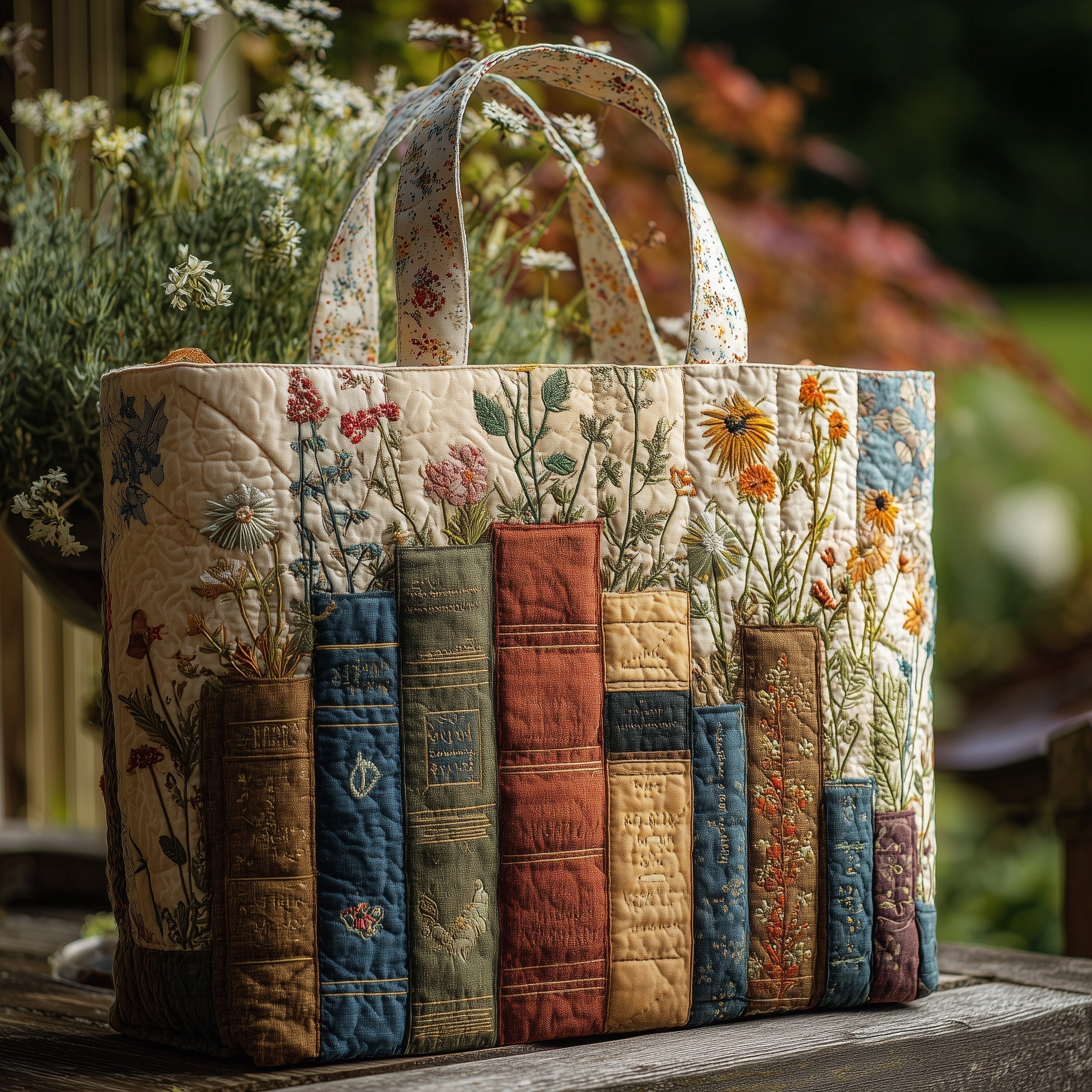 Floral Bookish Quilted Tote Bag GFTONL5490