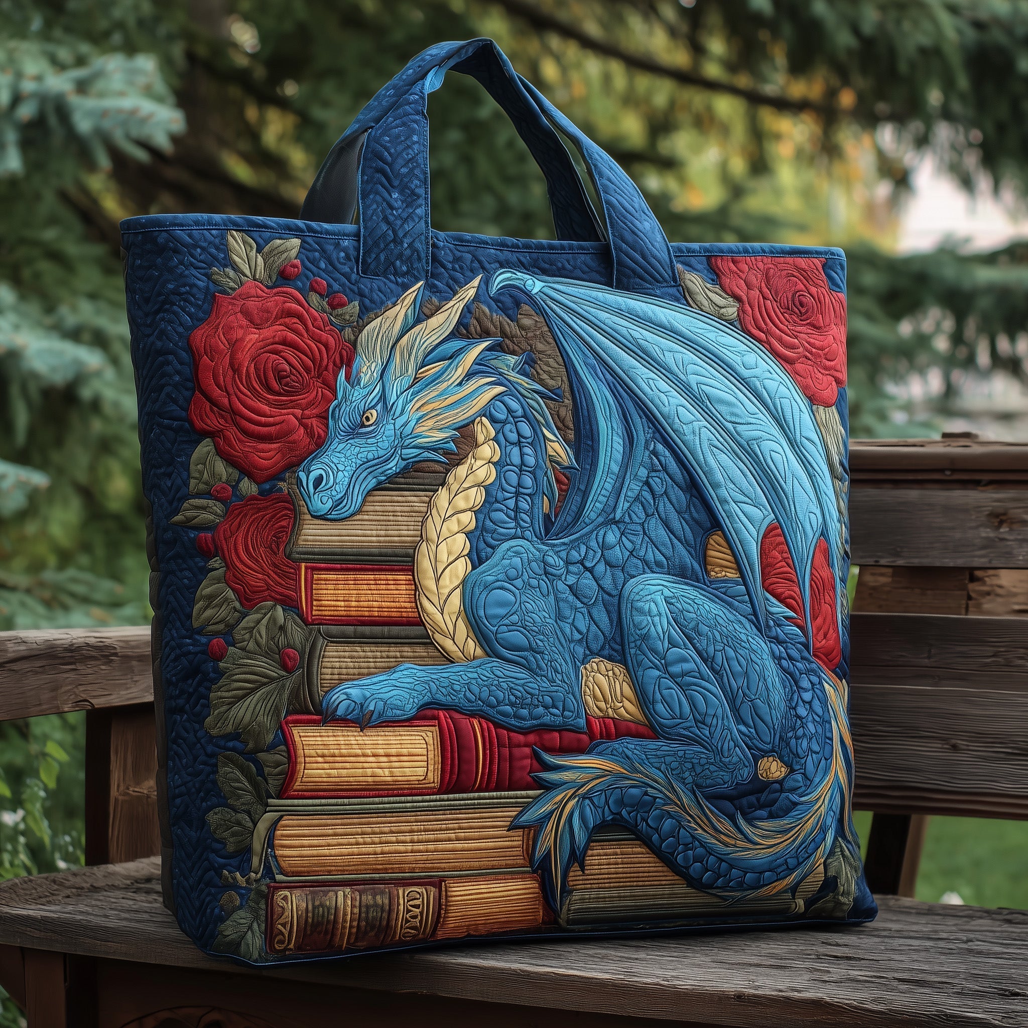 Blue Dragon Quilted Tote Bag GFTONL5753
