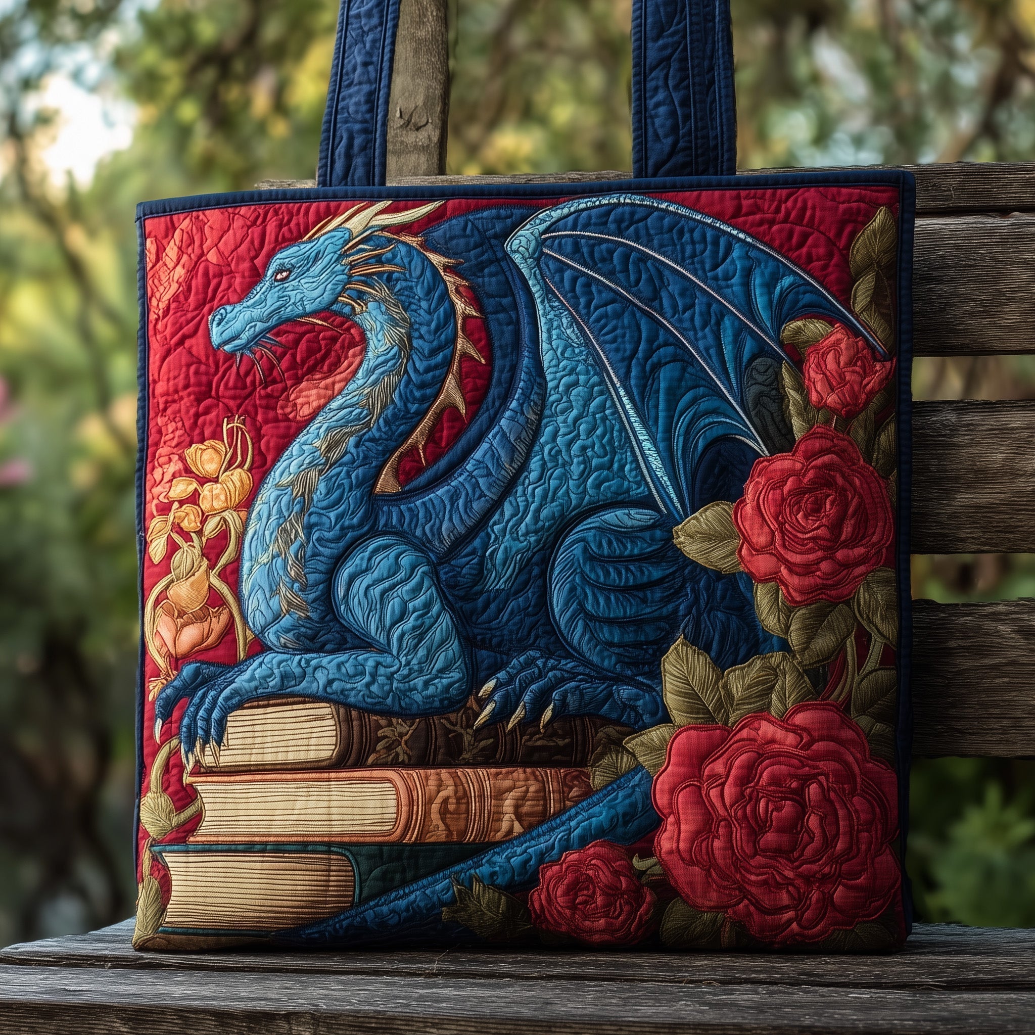 Dragon And Book Quilted Tote Bag GFTONL5754
