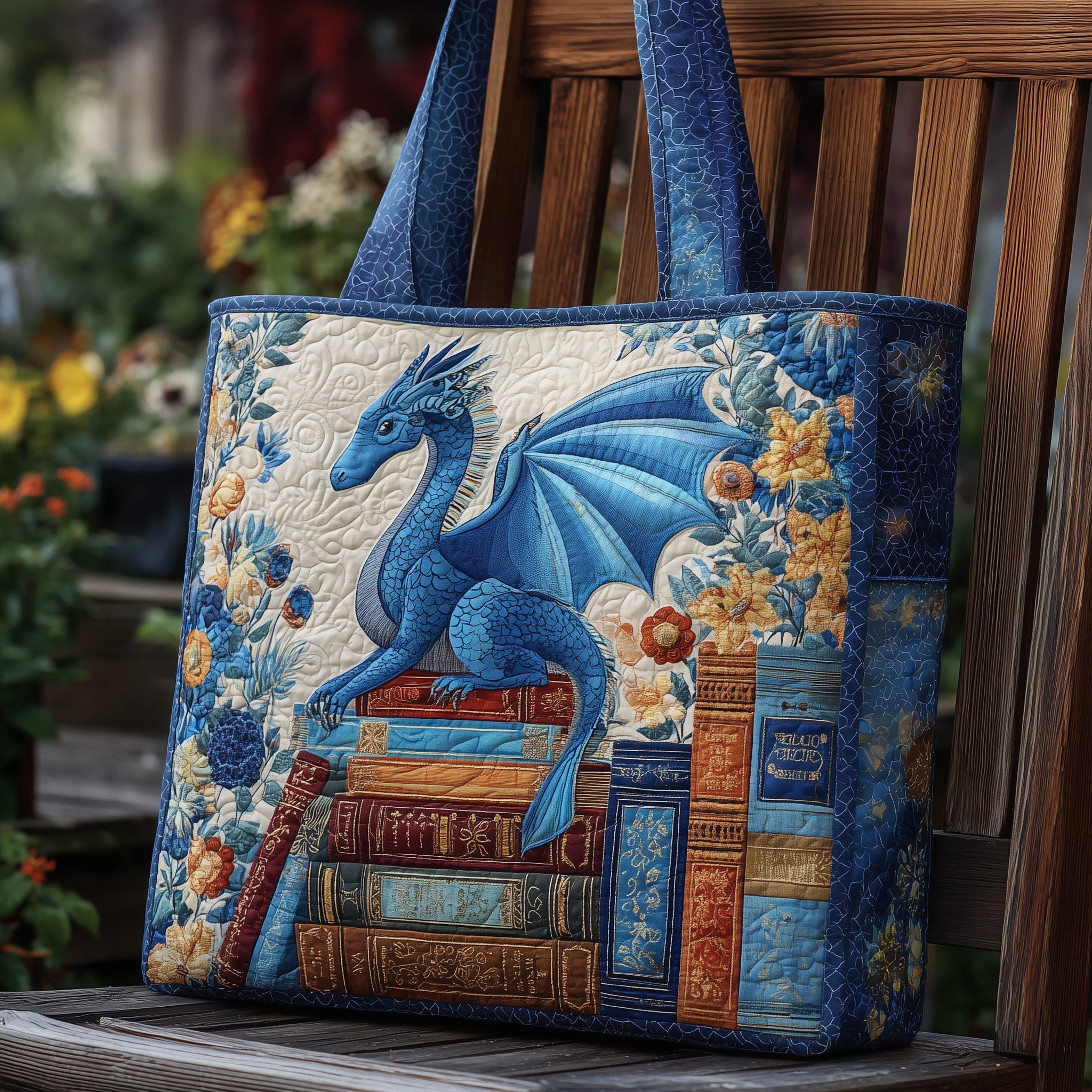 Bookworm Dragon Quilted Tote Bag GFTONL5773