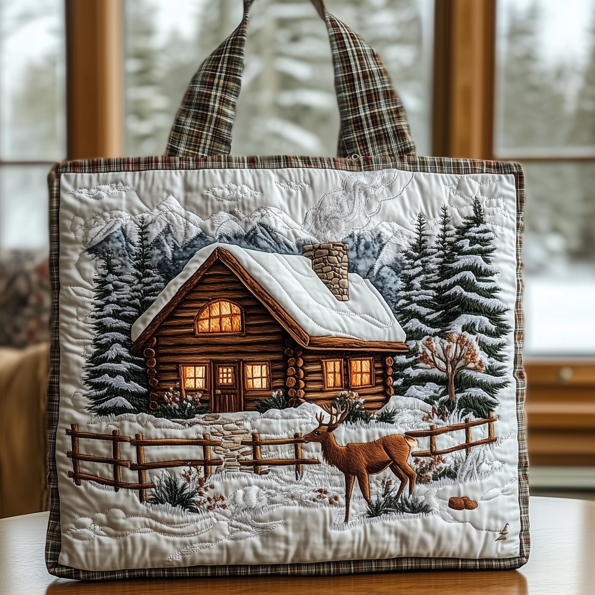 Peaceful Cabin Quilted Tote Bag GFTONL6328
