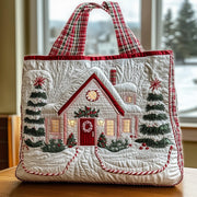 Candy Canes Whimsical House Quilted Tote Bag GFTONL6330