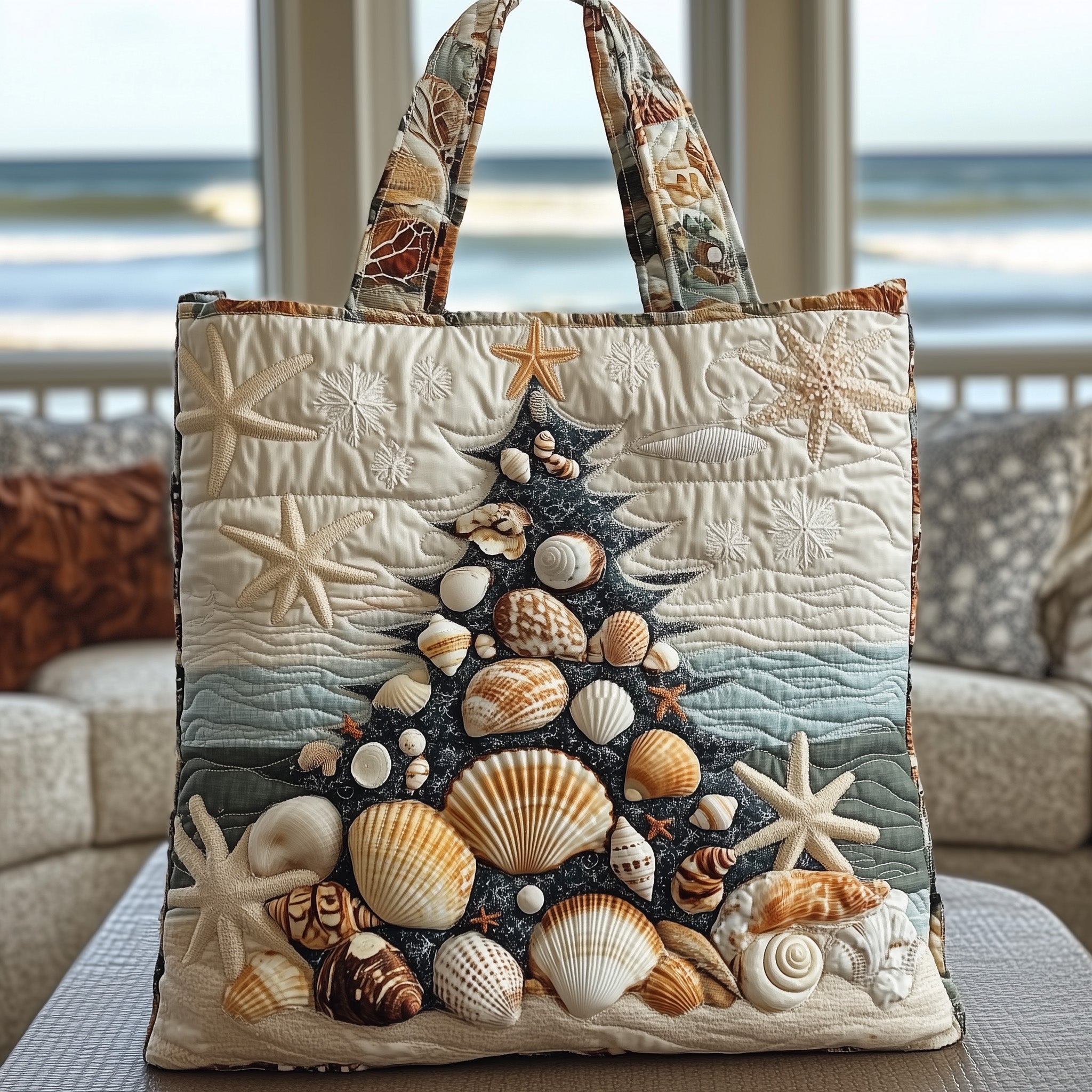 Coastal Christmas Quilted Tote Bag GFTONL6579