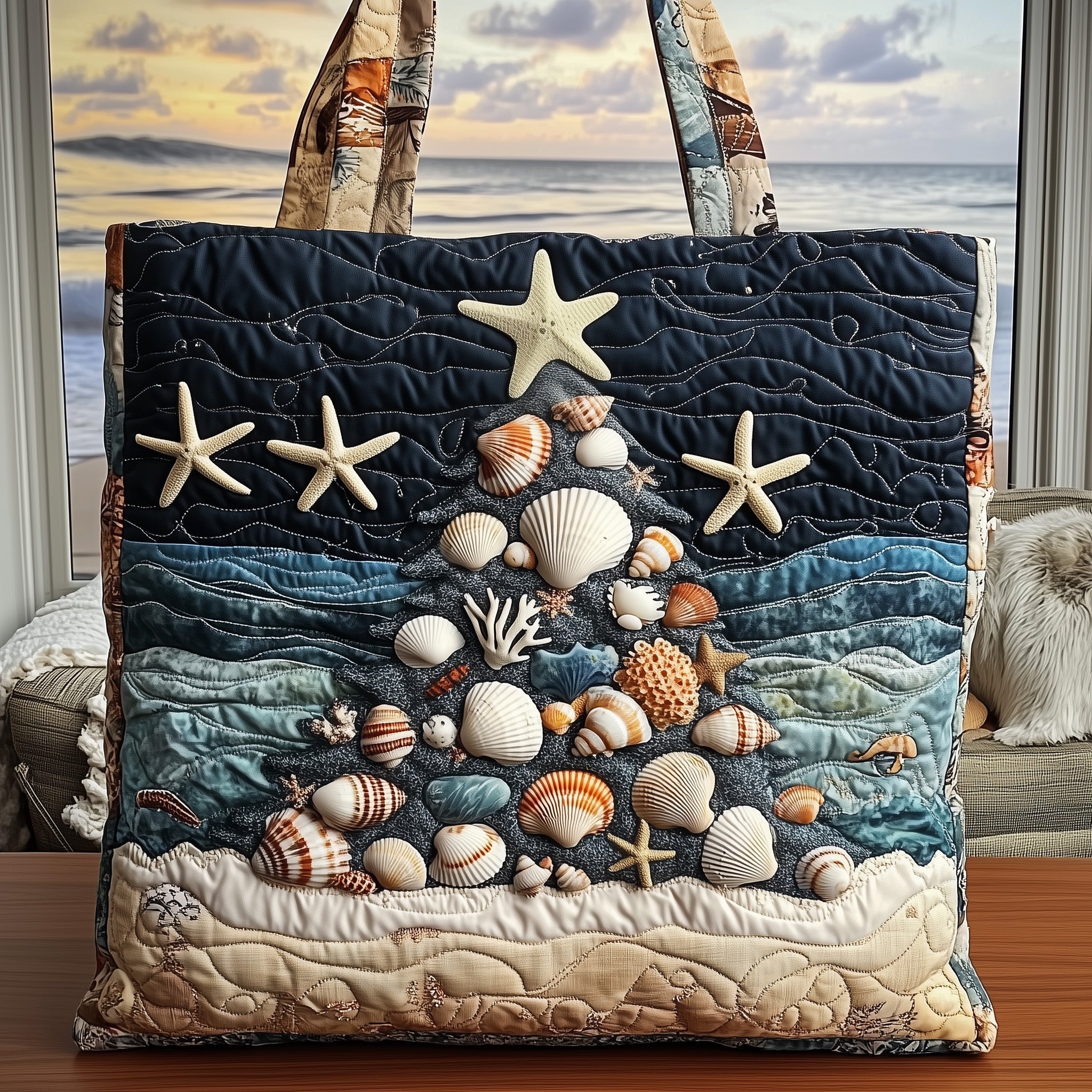 Coastal Christmas Quilted Tote Bag GFTONL6584