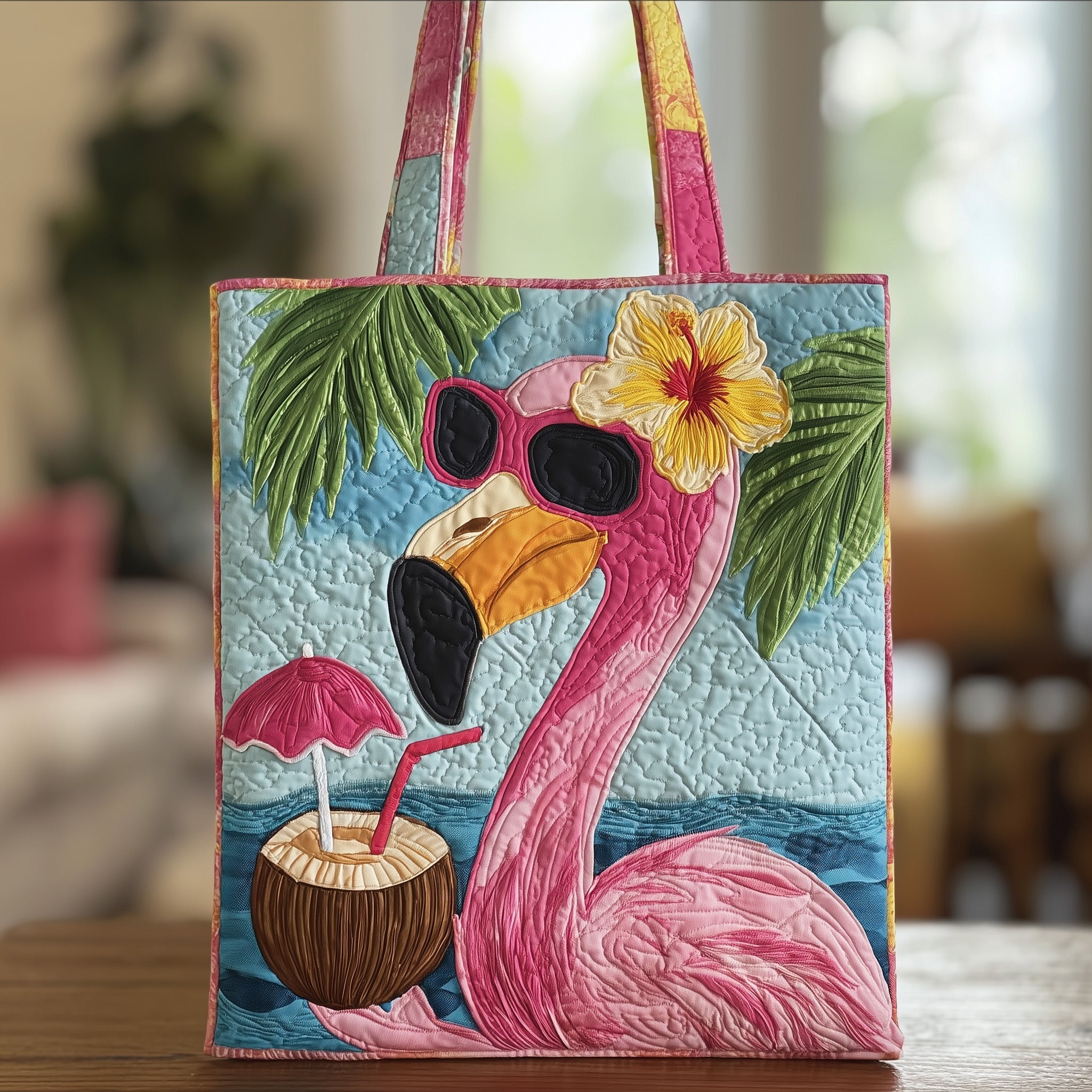 Flamingo Charm Quilted Tote Bag GFTONT1423