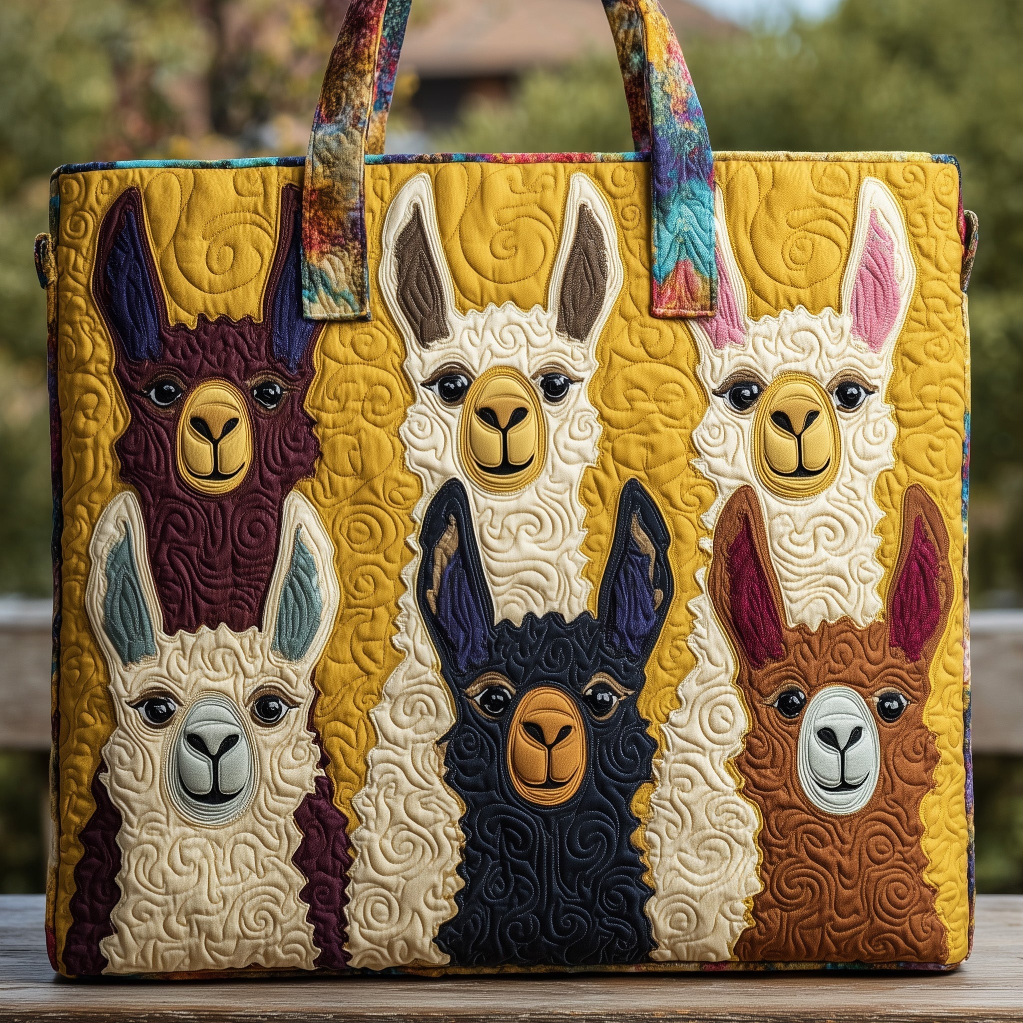 Llama Herd Quilted Tote Bag GFTONT1793