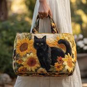 Sunflower Cat Quilted Tote Bag GFTONT1913