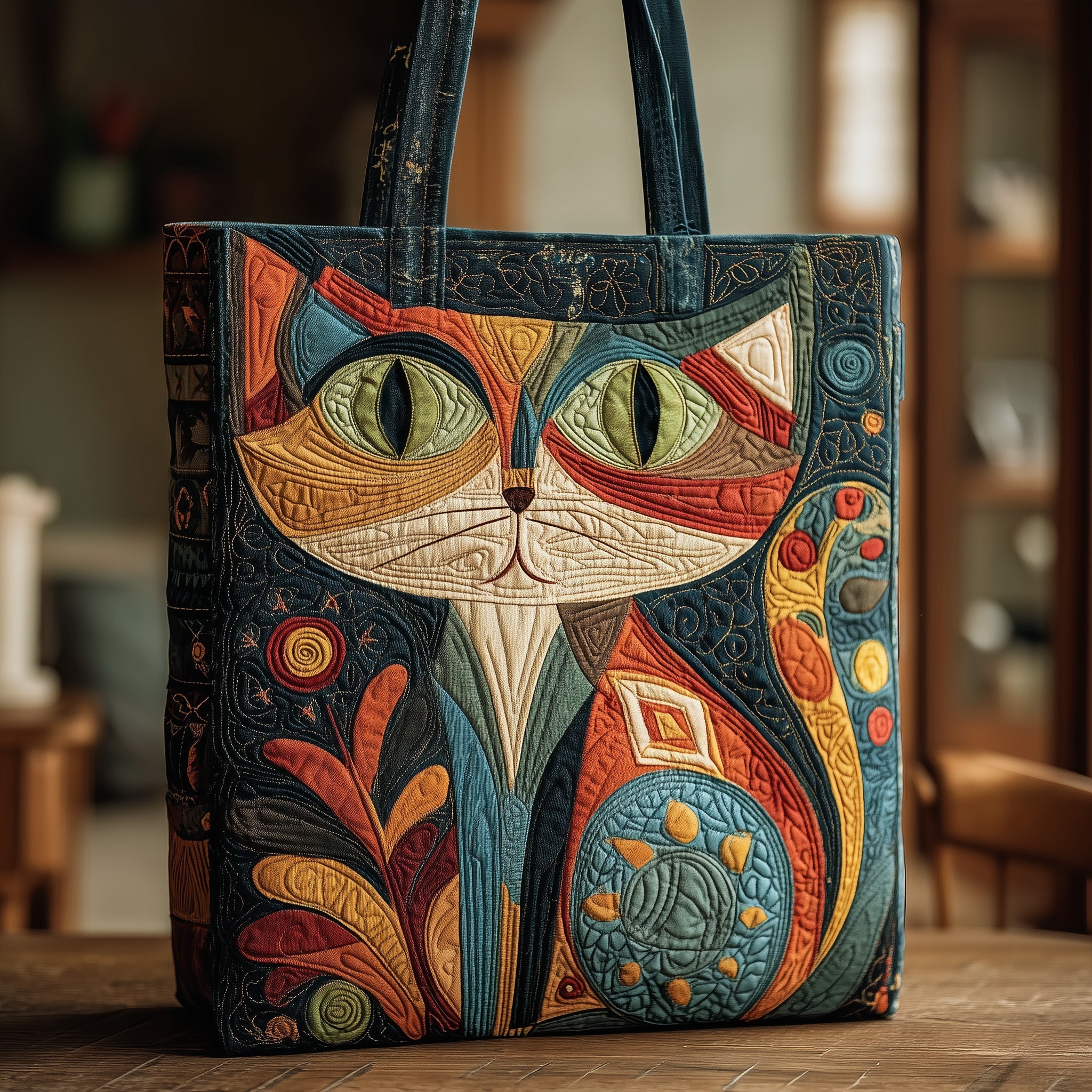 Whimsy Cat Quilted Tote Bag GFTONT2116
