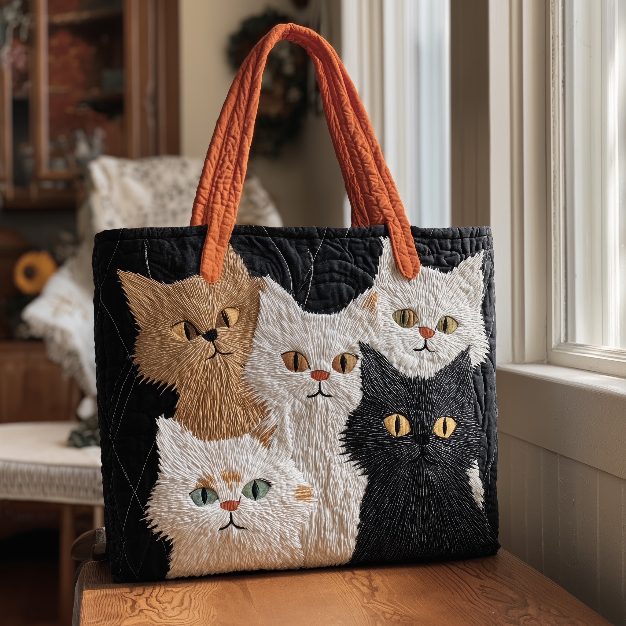 Whimsy Cat Quilted Tote Bag GFTONT2119