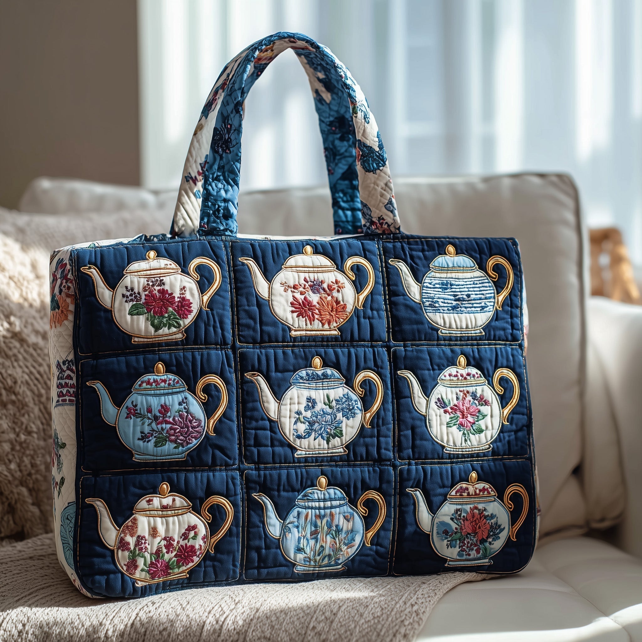 Vintage Teapot Quilted Tote Bag GFTONT2130