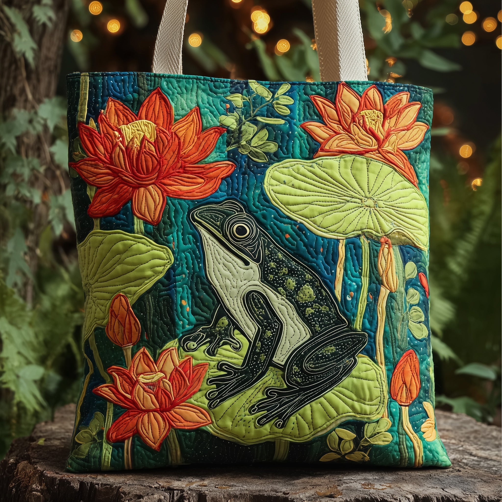 Frog Charm Quilted Tote Bag GFTONT2138