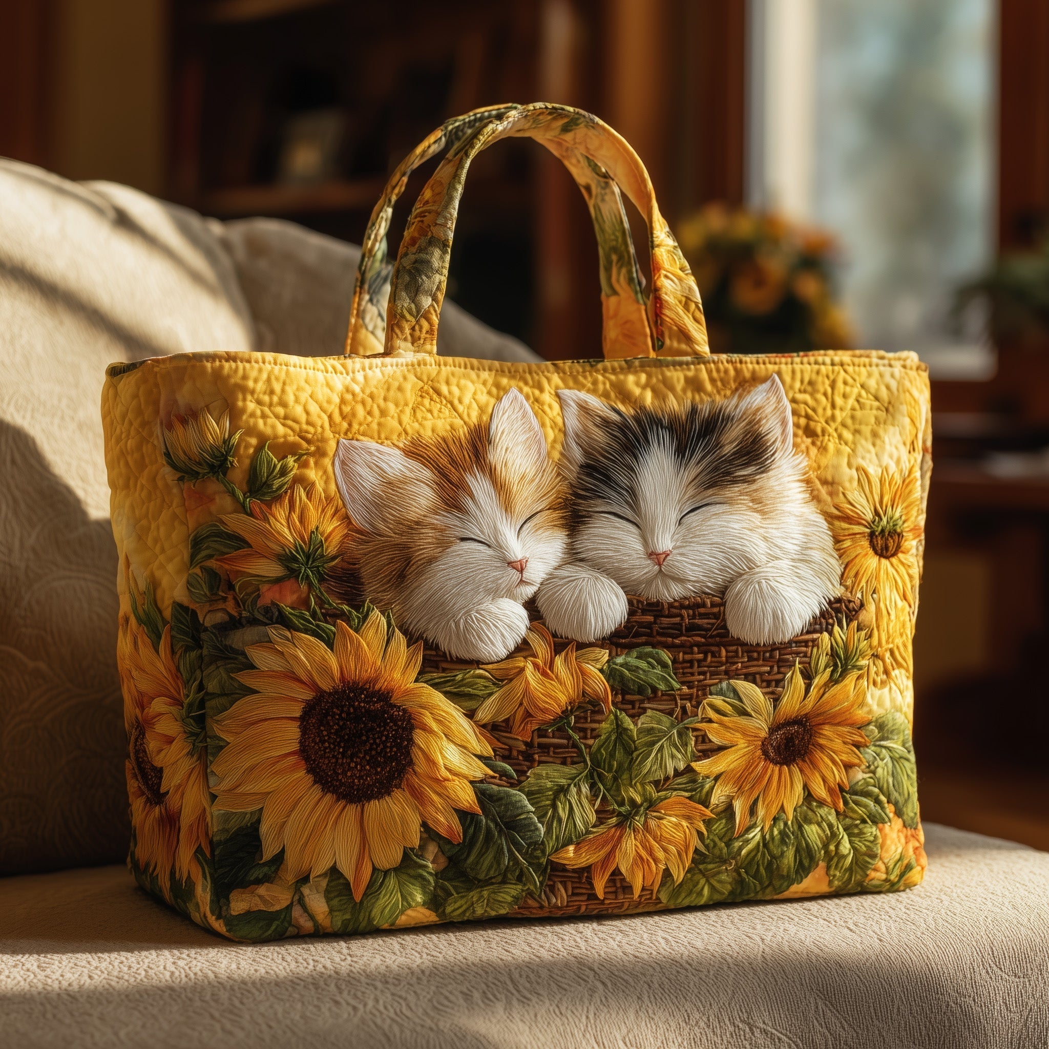 Cat in Bloom Quilted Tote Bag GFTONT2206