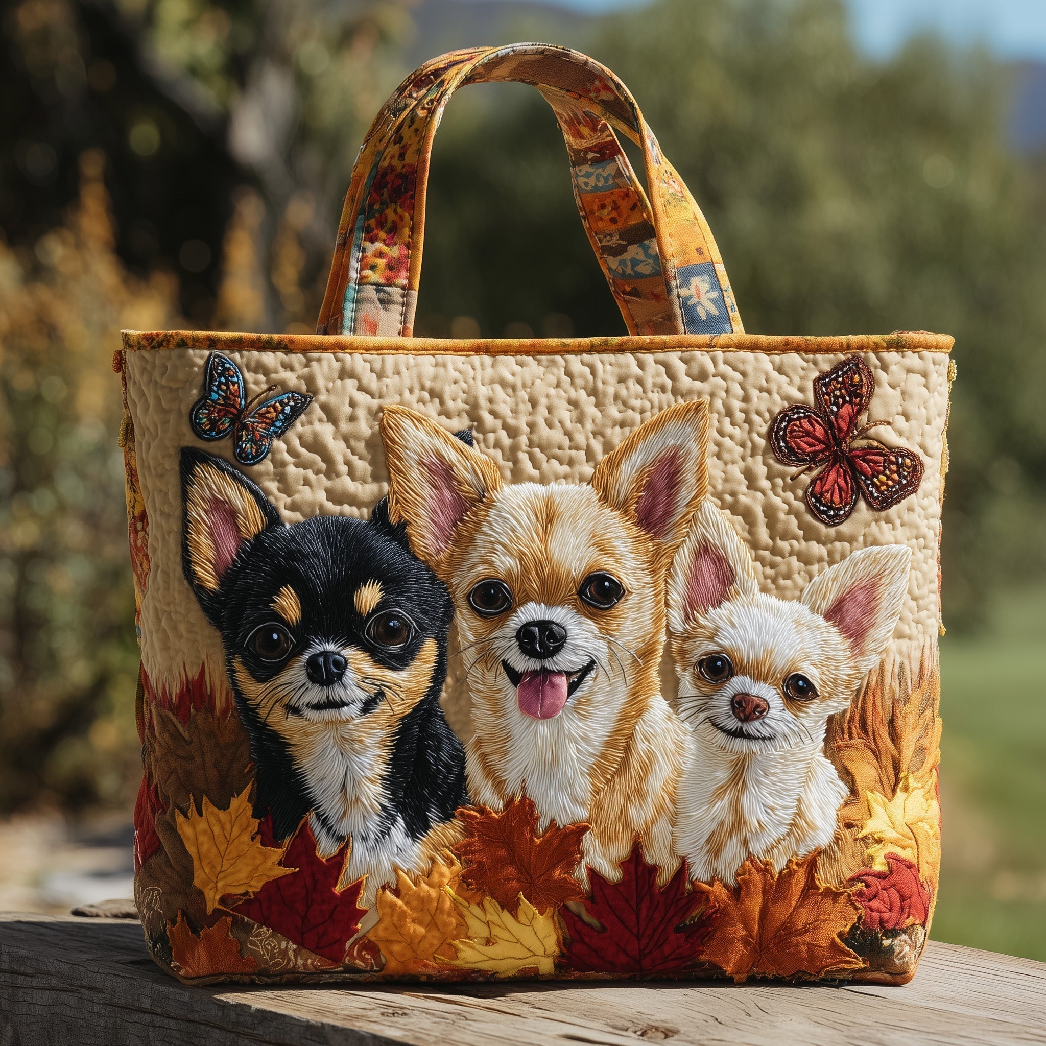 Autumn Chihuahua Quilted Tote Bag GFTONT2341