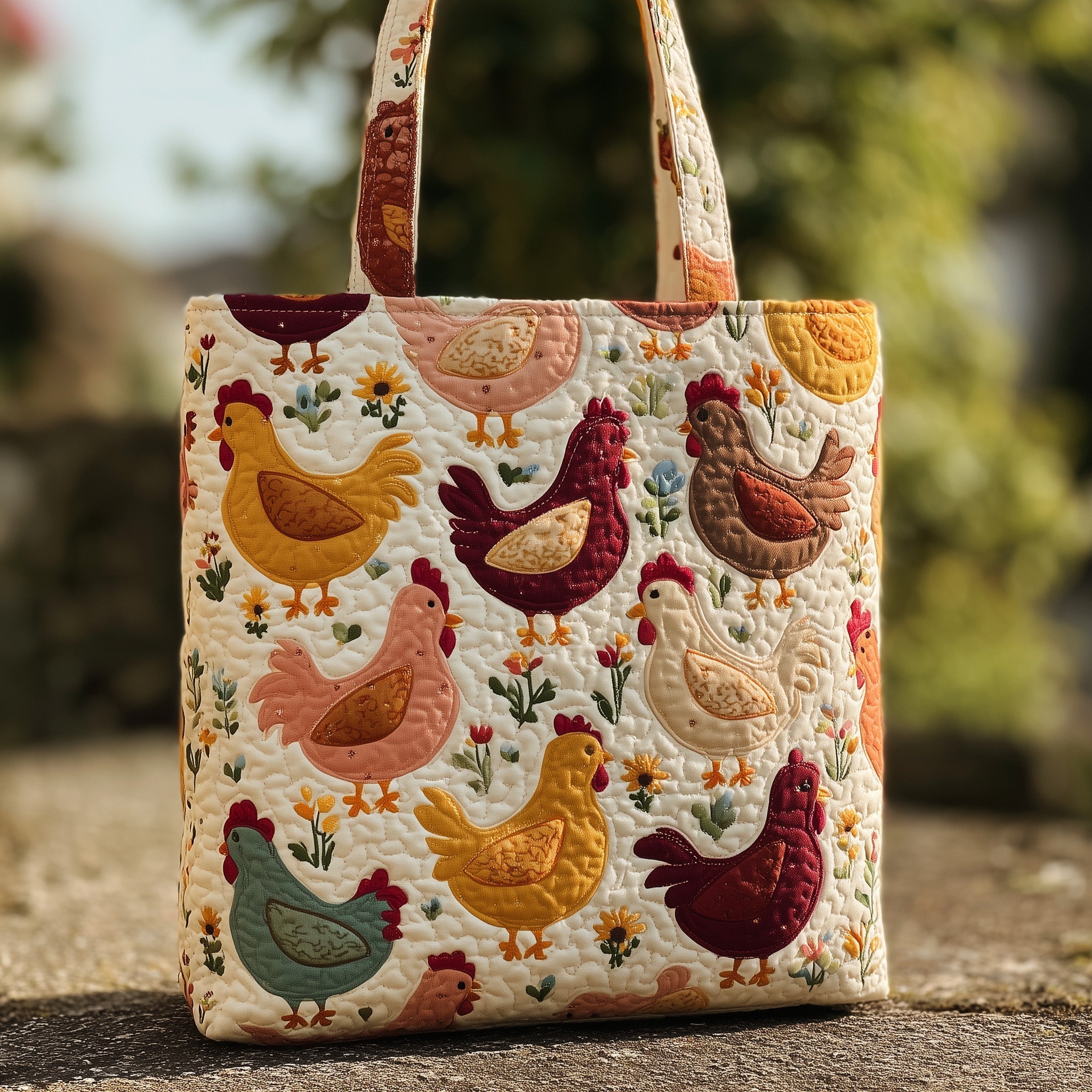 Flock of Chickens Quilted Tote Bag GFTONT2475