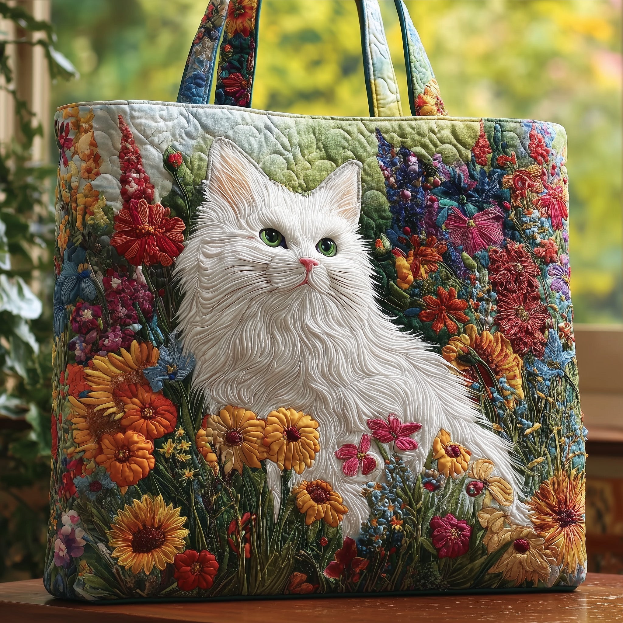White Cat Quilted Tote Bag GFTONT2797