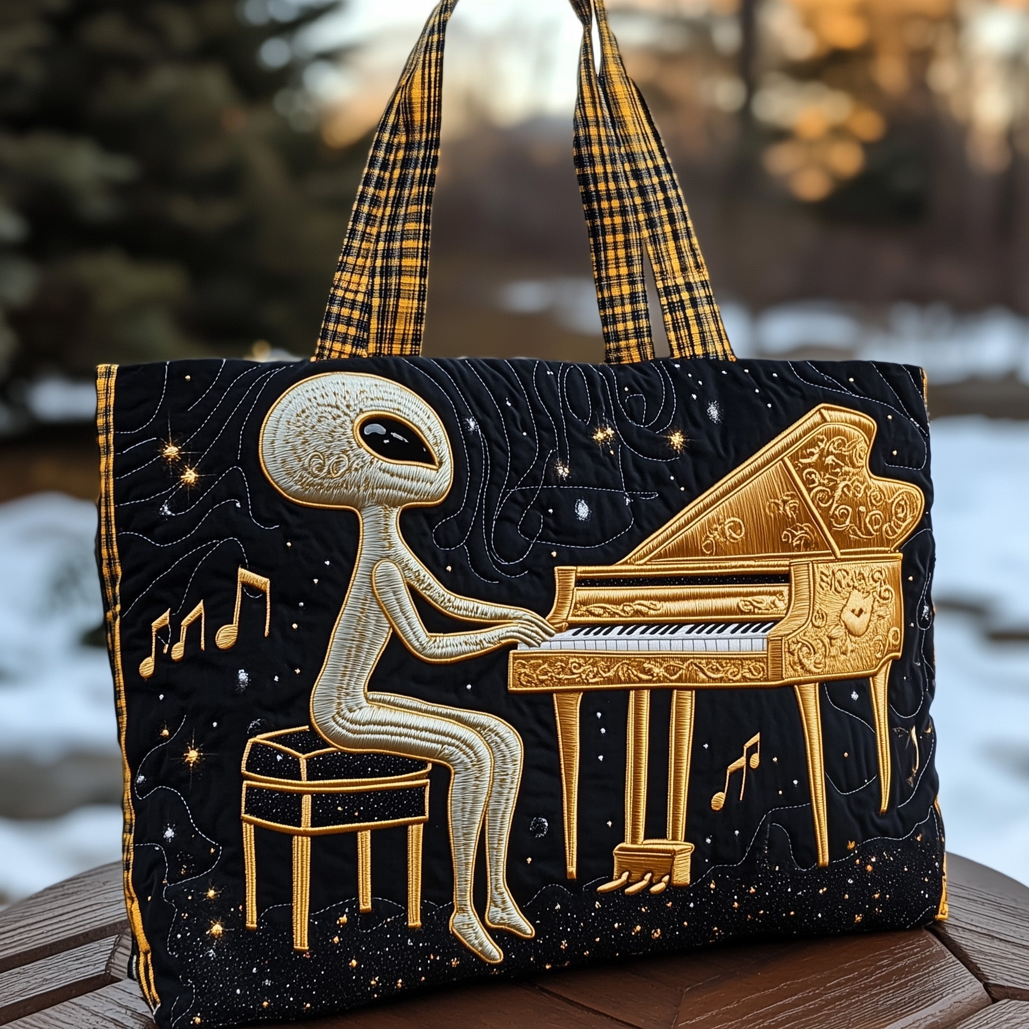 Alien Pianist Quilted Tote Bag GFTONT3097