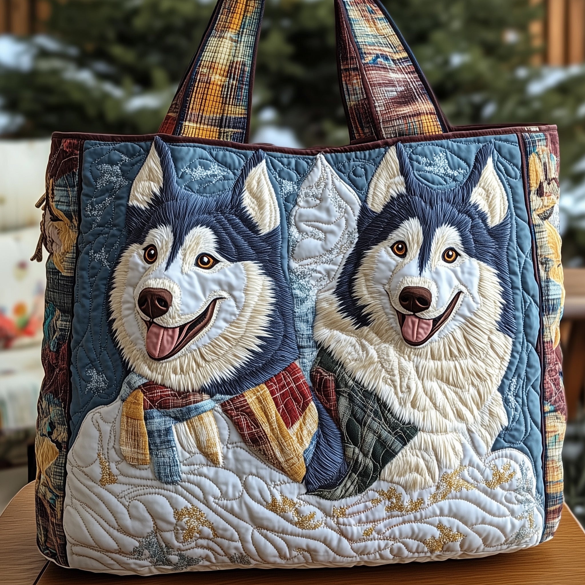 Winter Husky Quilted Tote Bag GFTONT3184