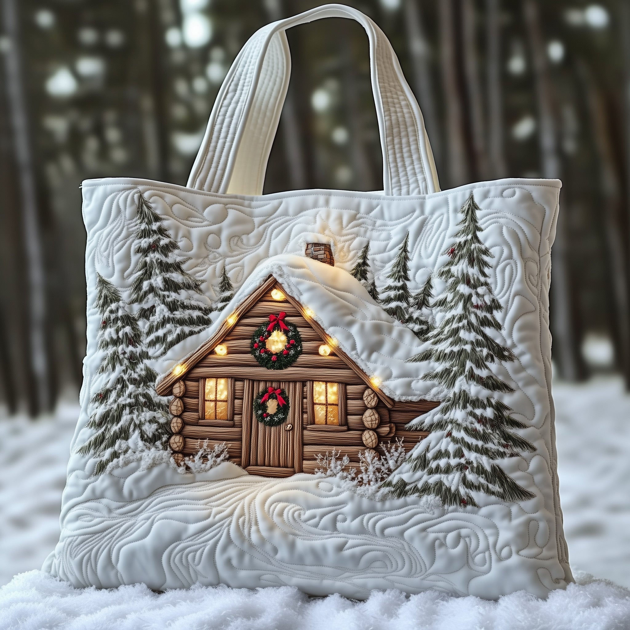 Winter Cabin Quilted Tote Bag GFTONT3287