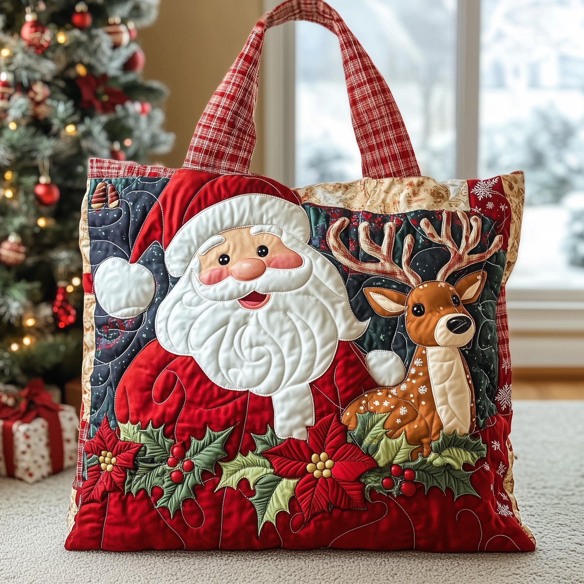Joyful Santa Quilted Tote Bag GFTONT3333