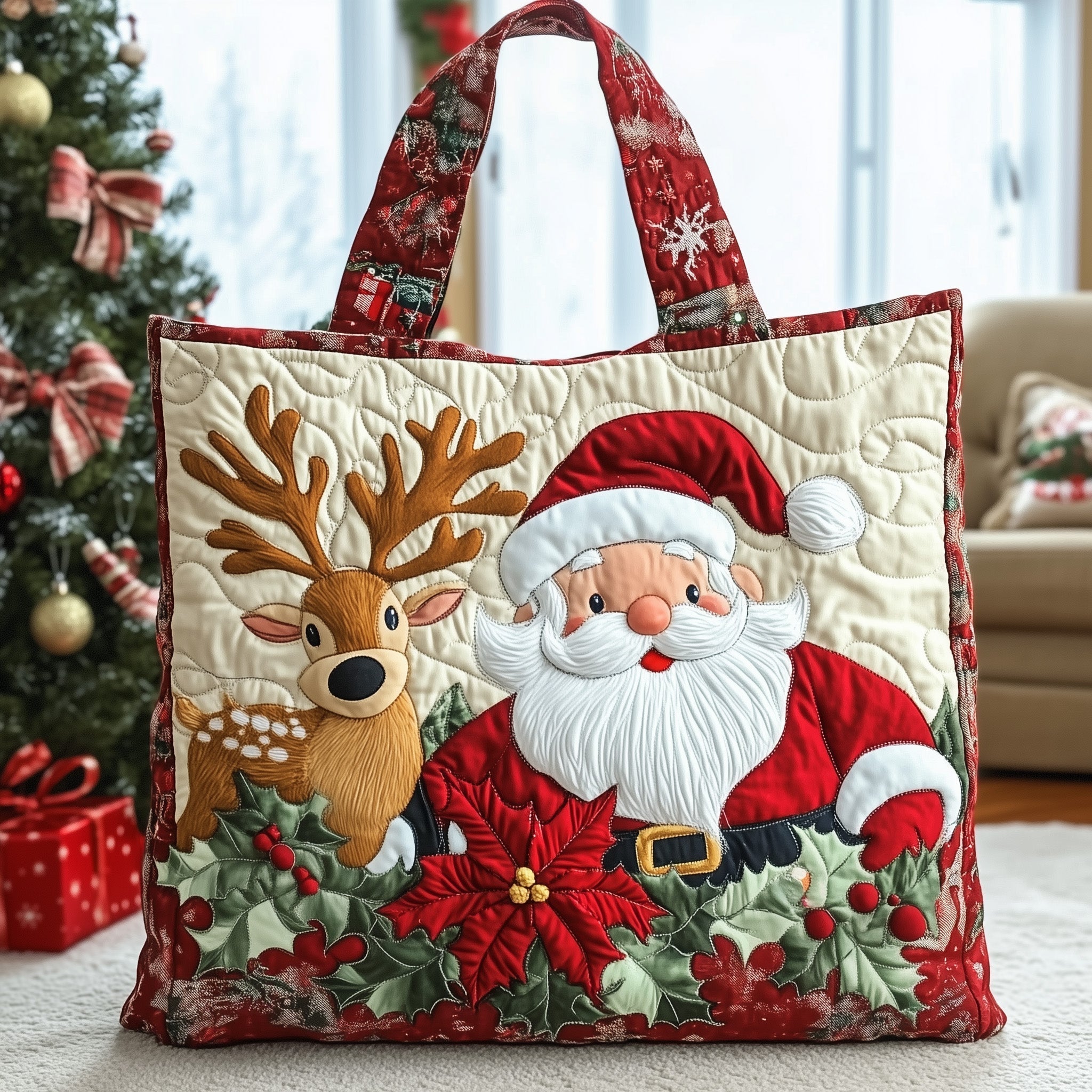 Joyful Santa Quilted Tote Bag GFTONT3334