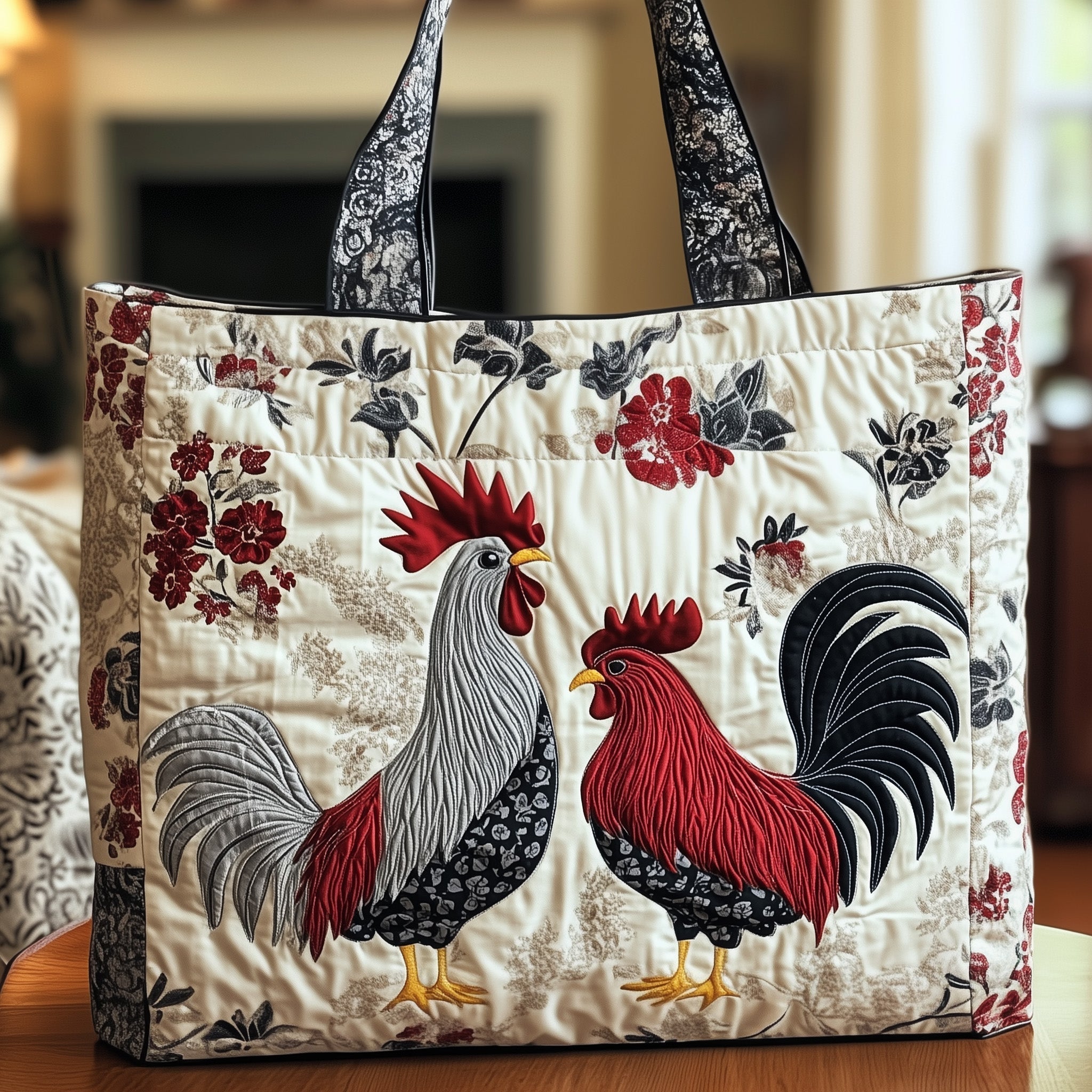 Rustic Chickens Quilted Tote Bag GFTONT3377