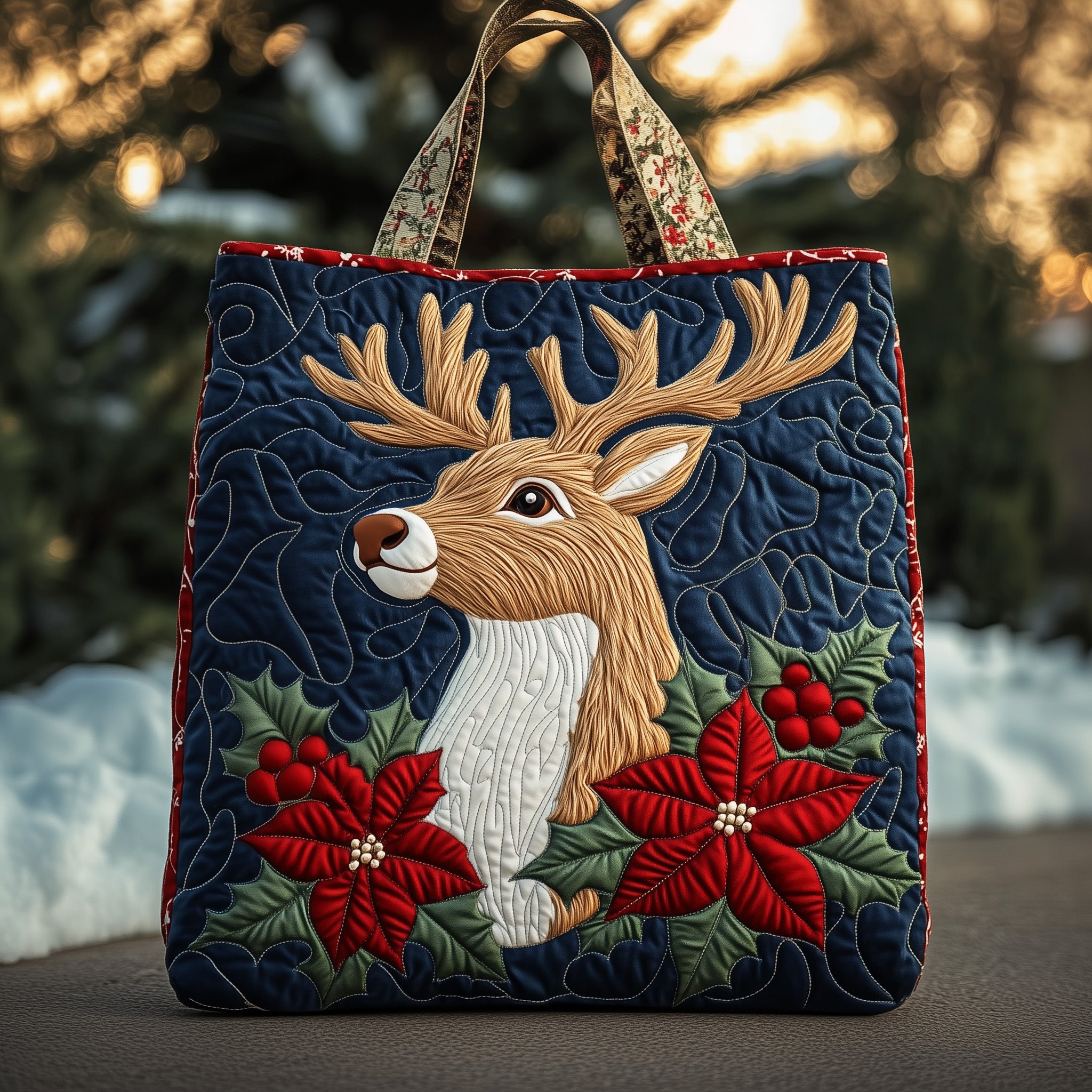 Reindeer Quilted Tote Bag GFTONT3411