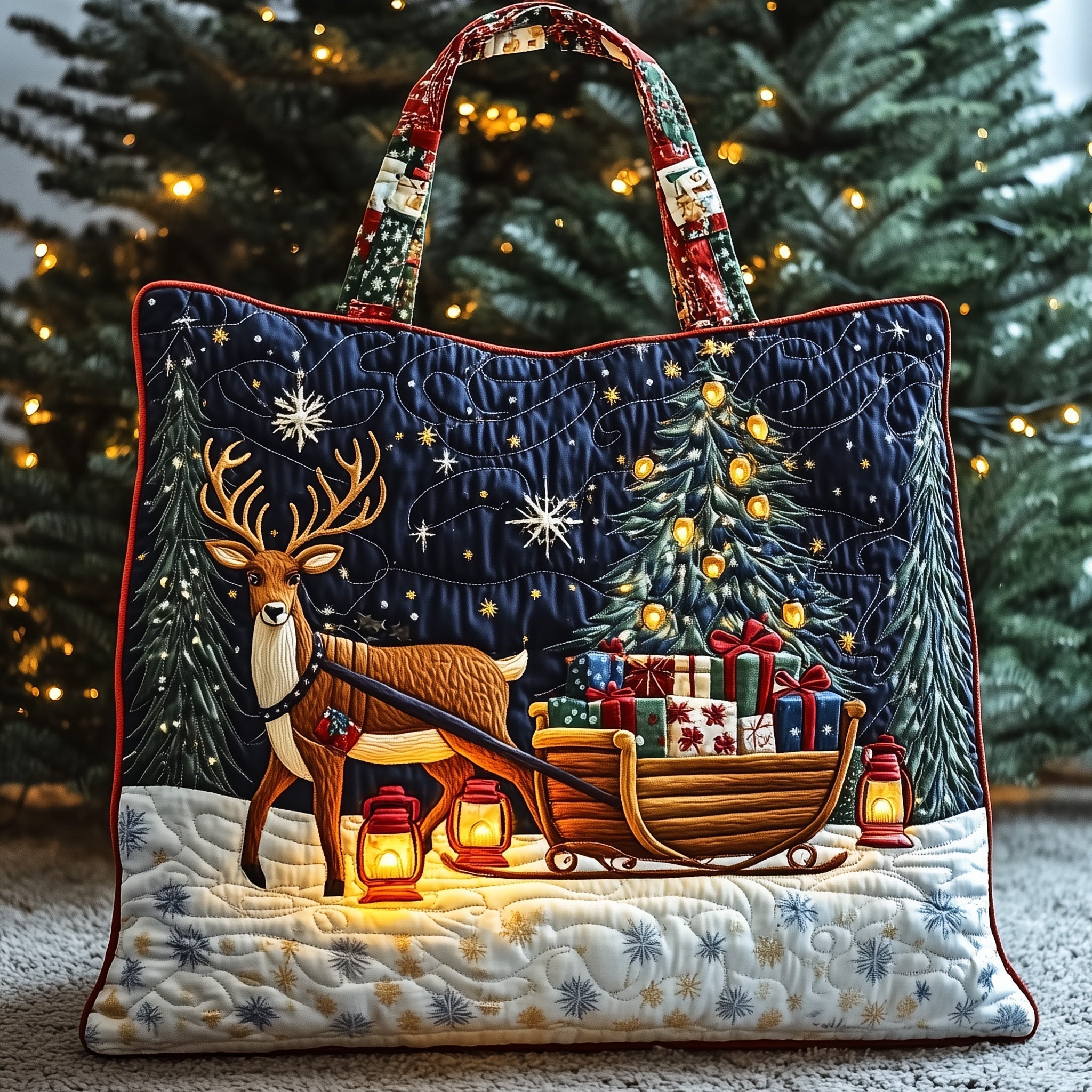 Christmas Sleigh Quilted Tote Bag GFTONT3414