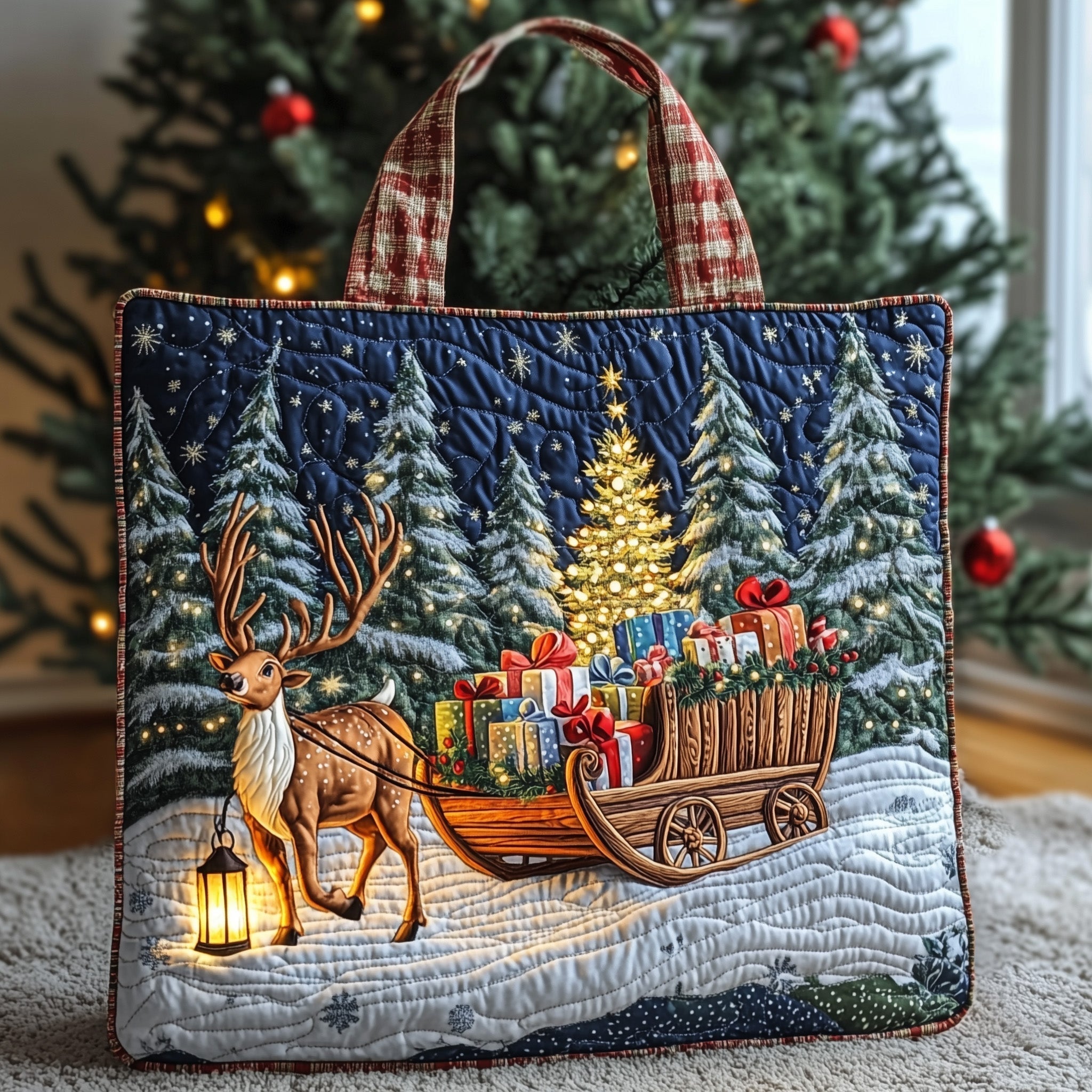 Christmas Sleigh Quilted Tote Bag GFTONT3415