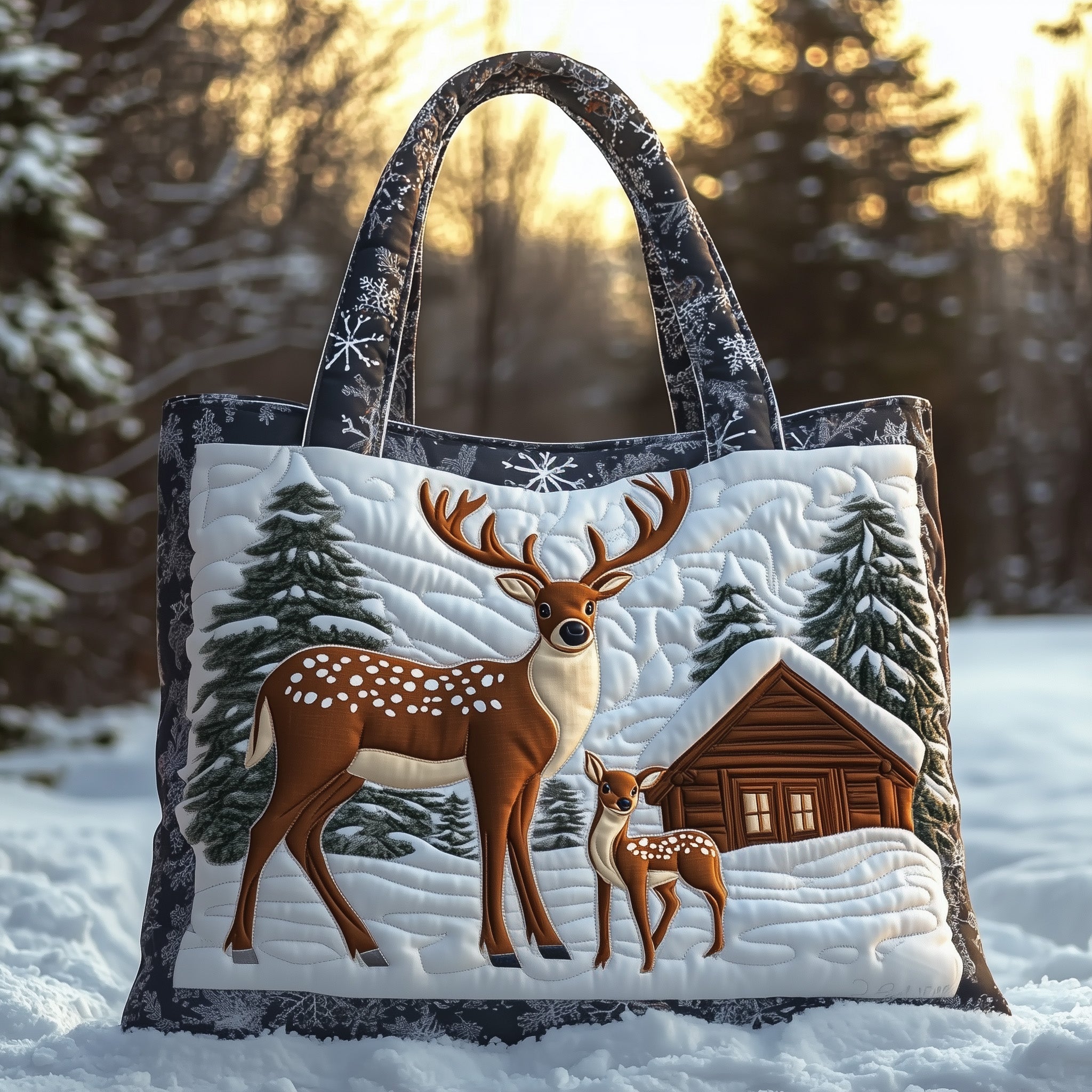 Reindeer Quilted Tote Bag GFTONT3474