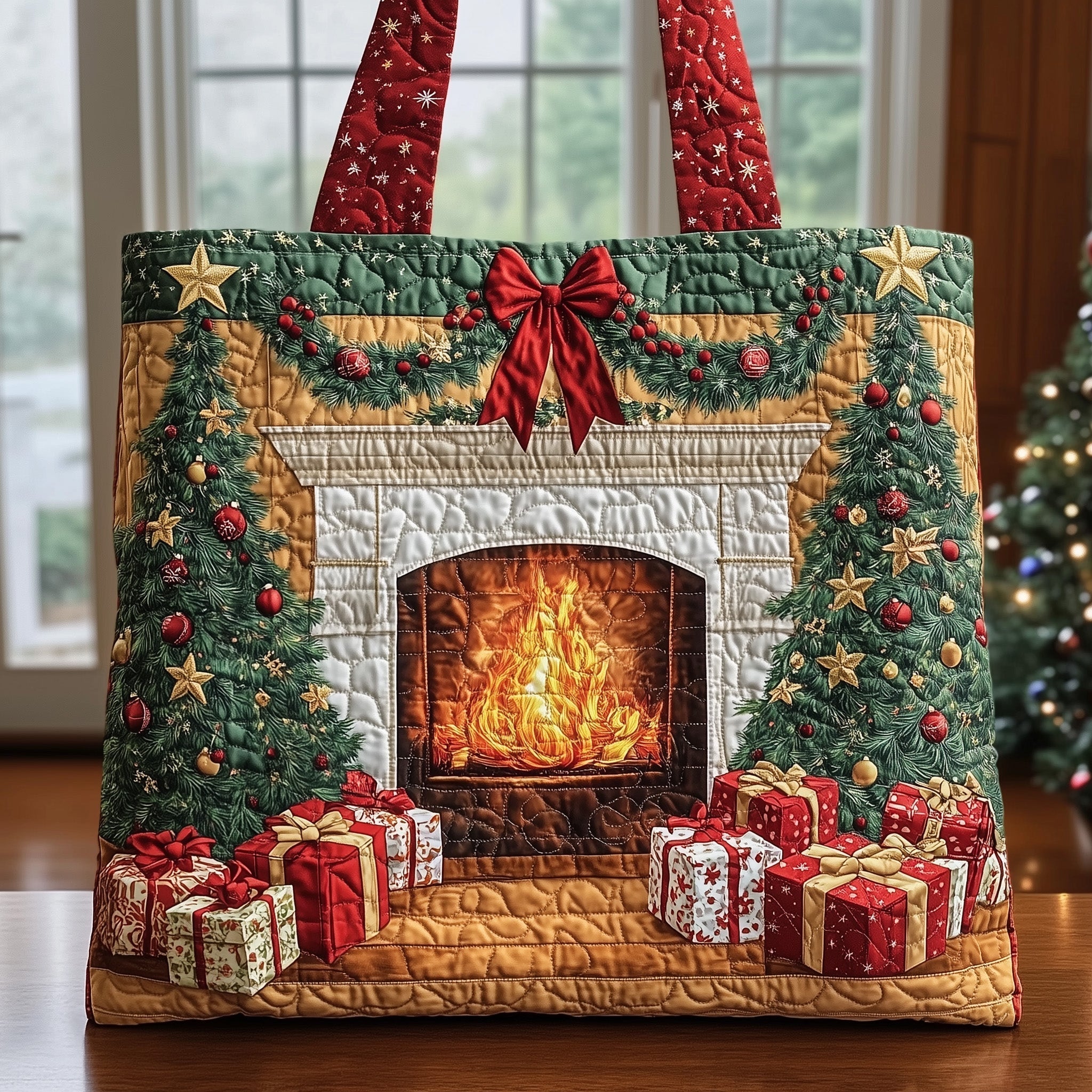 Cozy Fireplace Quilted Tote Bag GFTONT3479