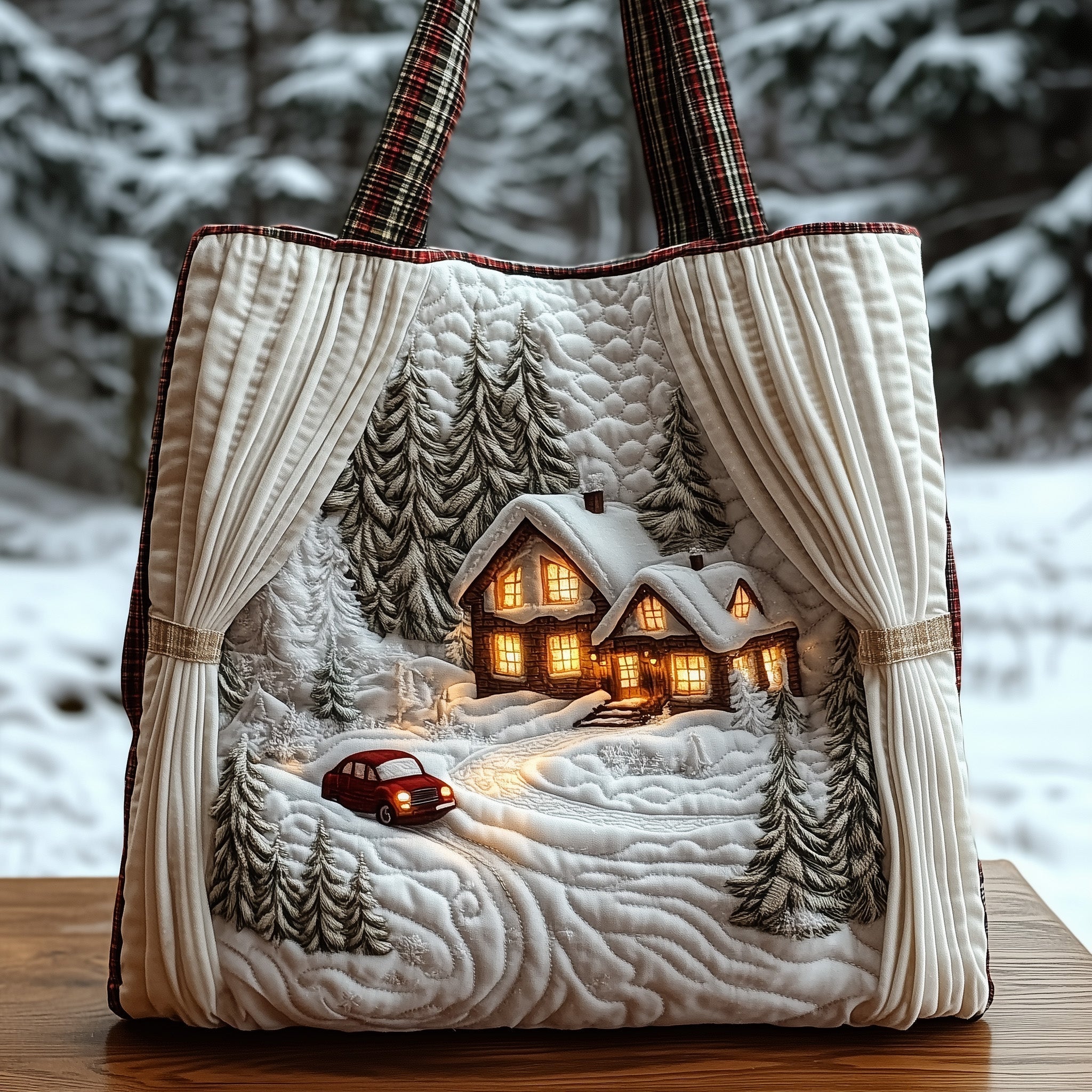 Christmas Scene Quilted Tote Bag GFTONT3774
