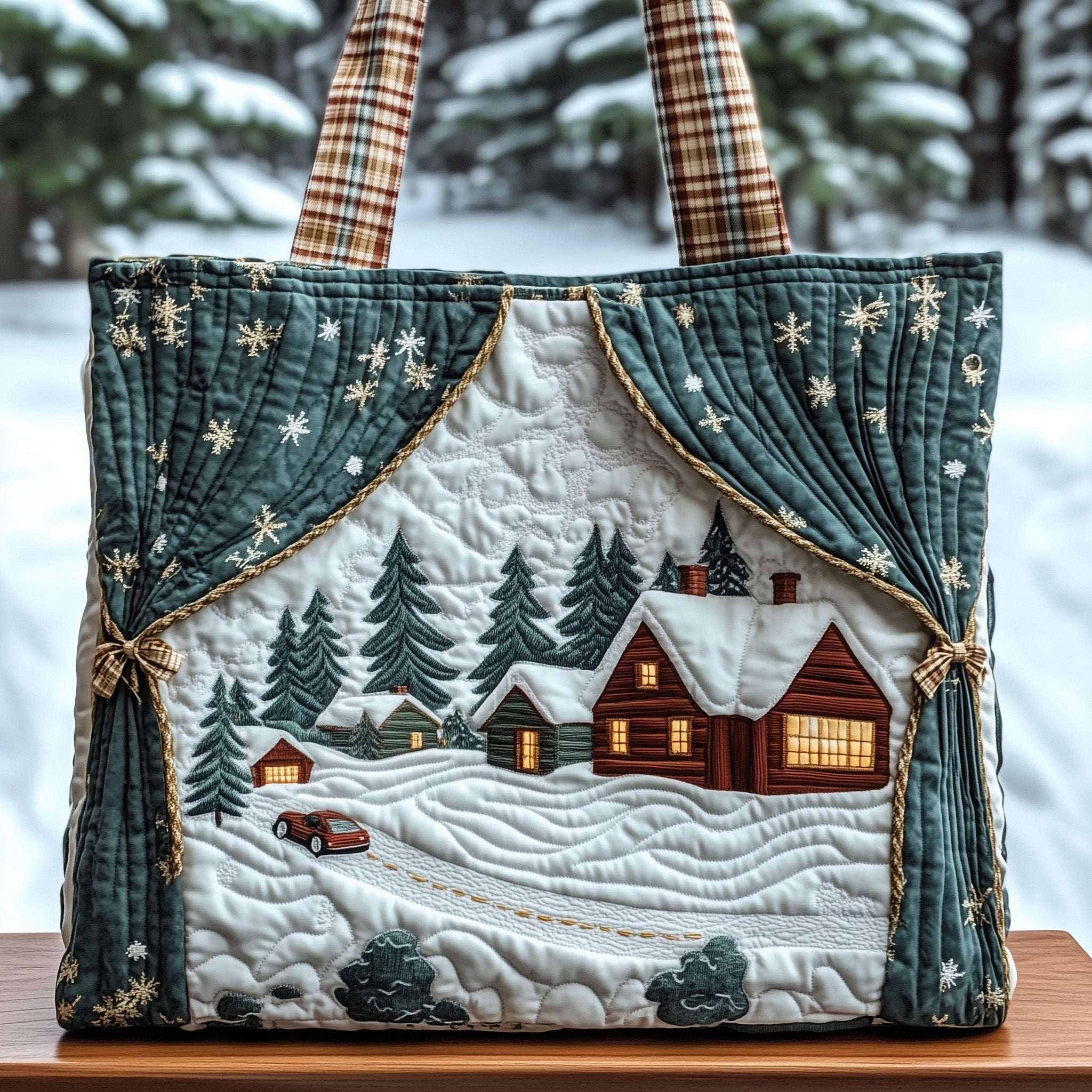 Christmas Scene Quilted Tote Bag GFTONT3776