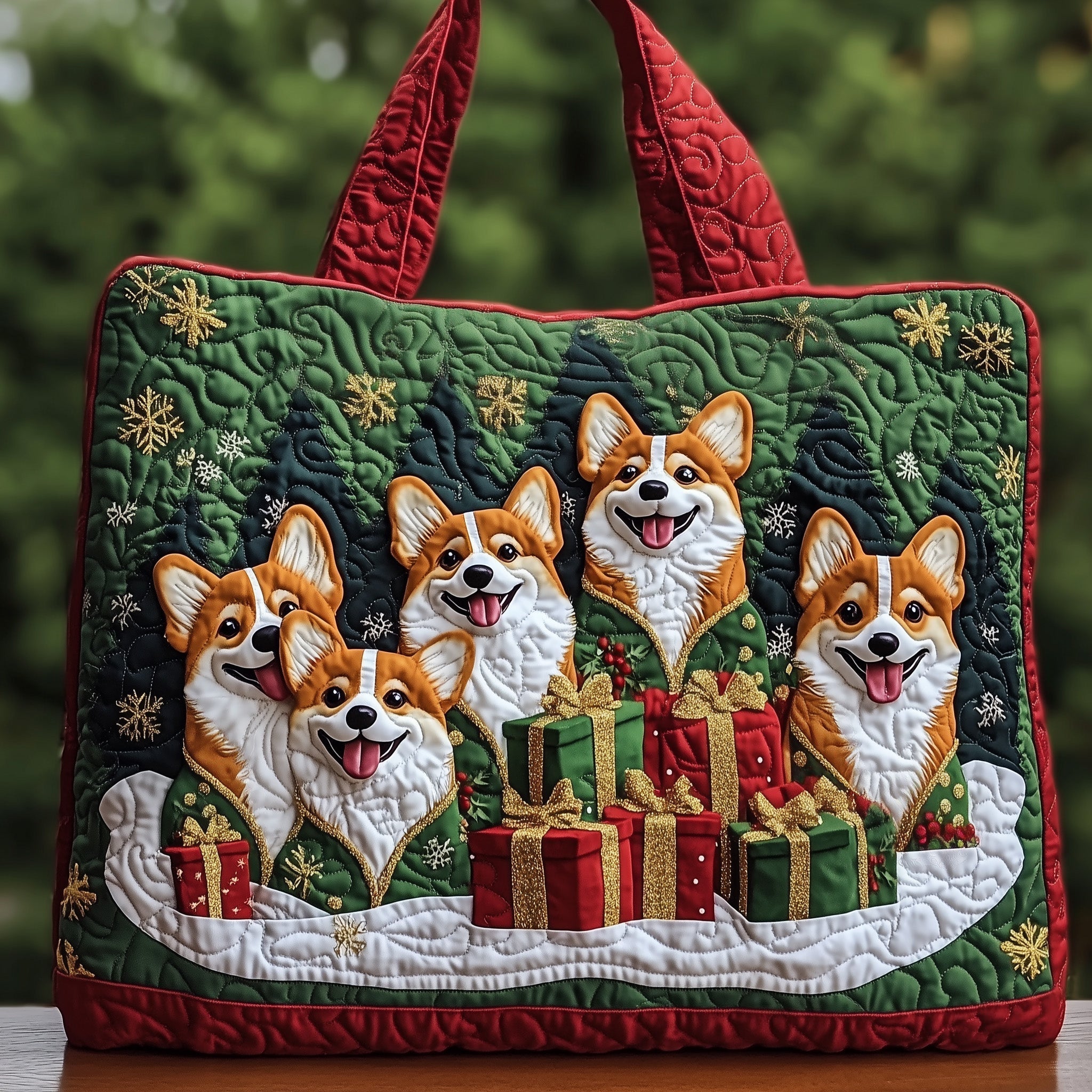 Festive Corgi Quilted Tote Bag GFTONT3791