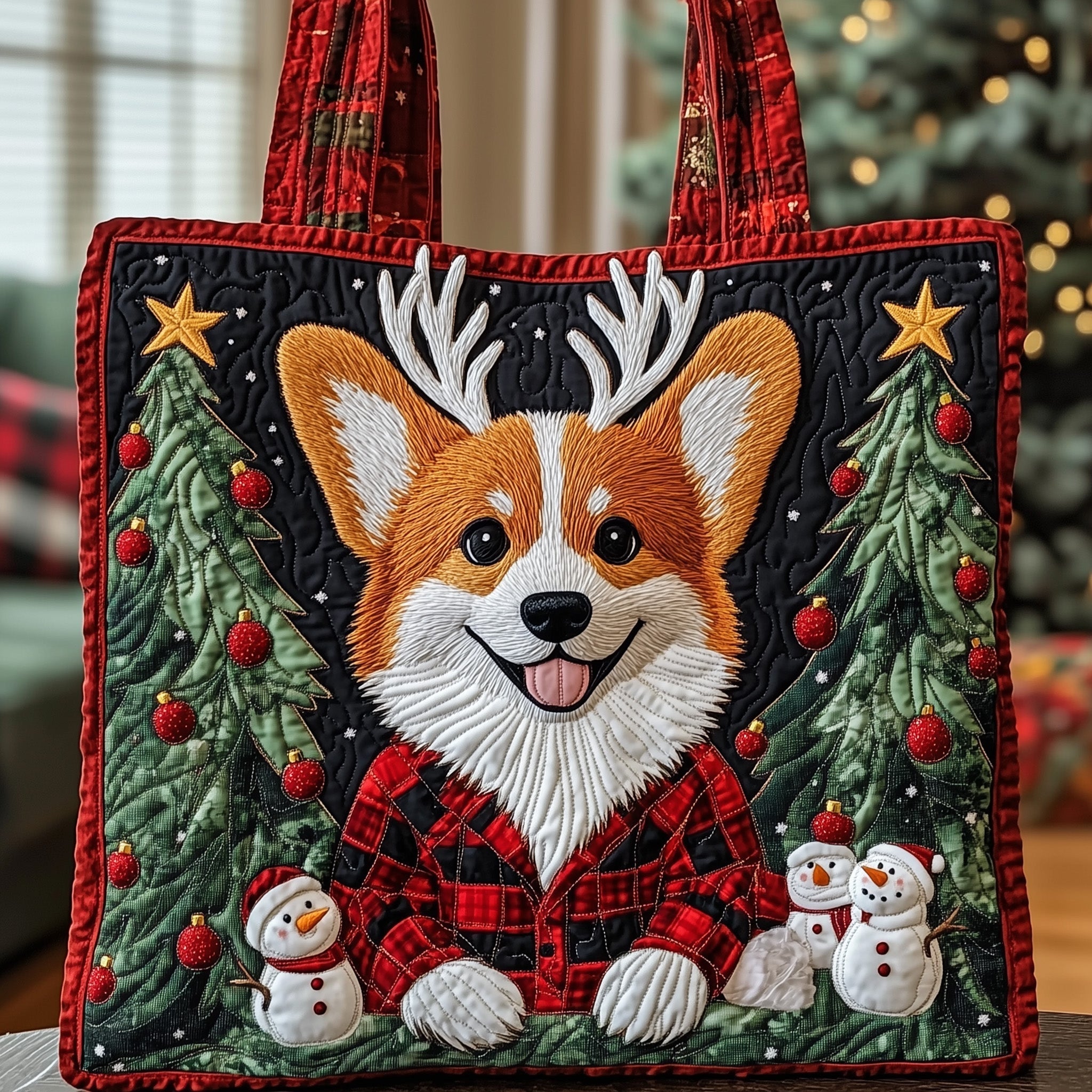 Festive Corgi Quilted Tote Bag GFTONT3793