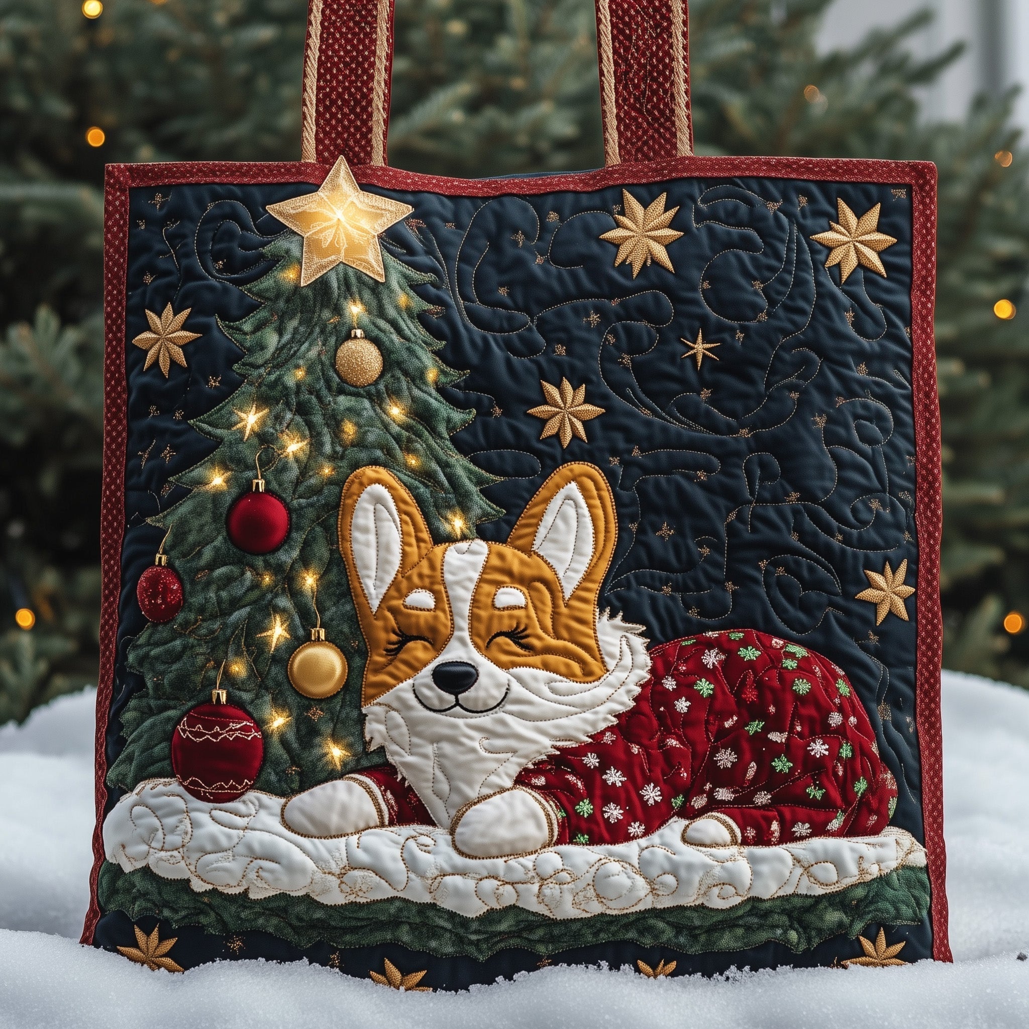 Corgi Holiday Quilted Tote Bag GFTONT3795