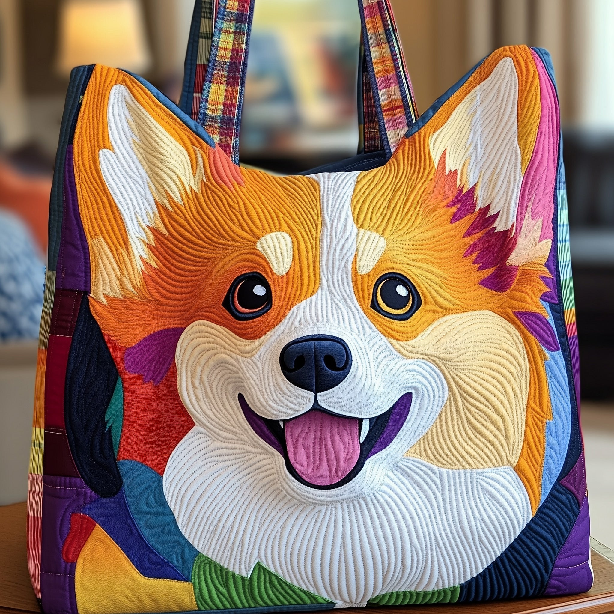 Corgi Portrait Quilted Tote Bag GFTONT3796