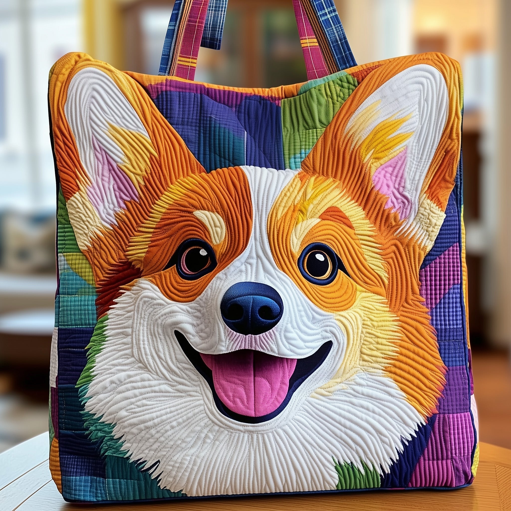 Corgi Portrait Quilted Tote Bag GFTONT3797