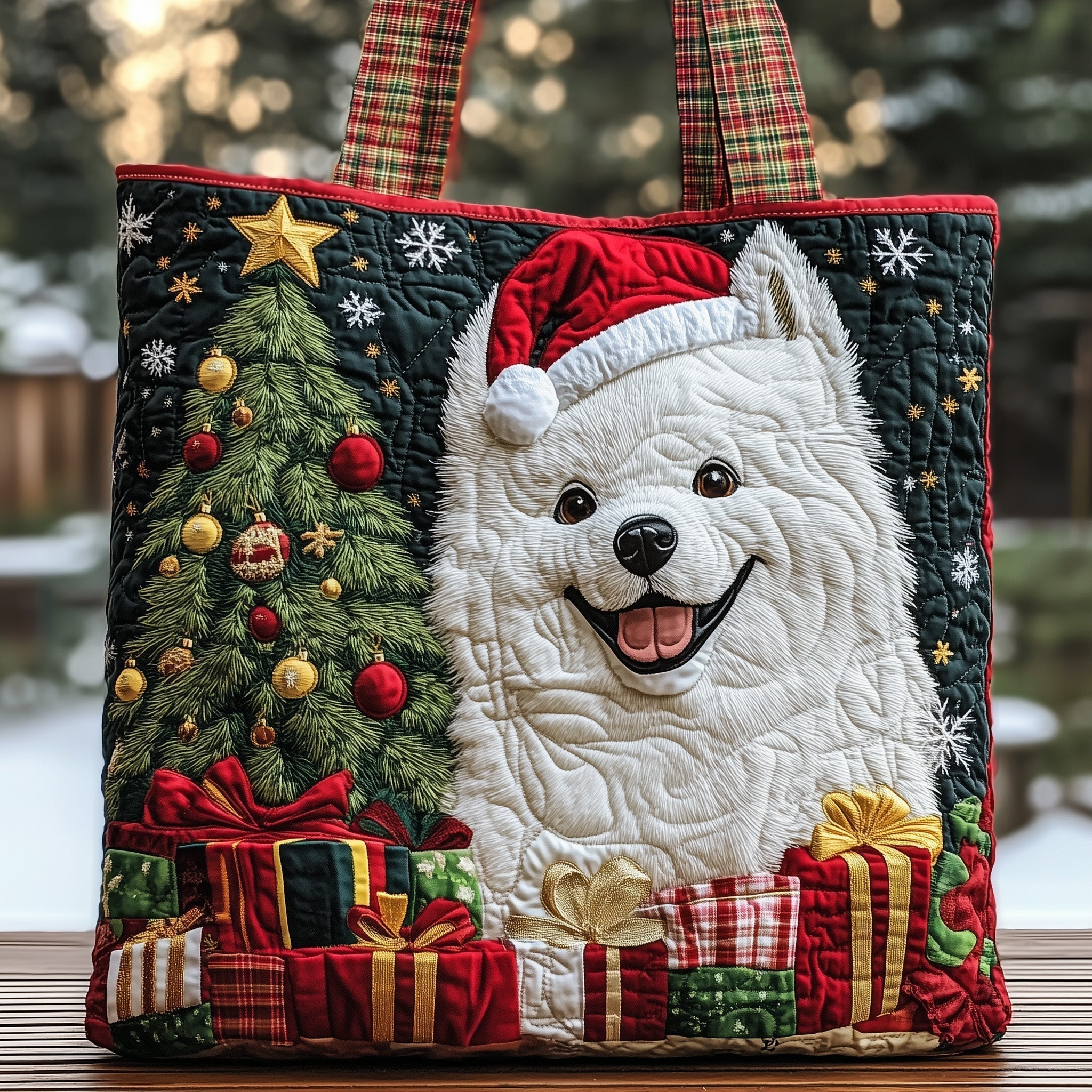 Festive Samoyed Quilted Tote Bag GFTONT3889