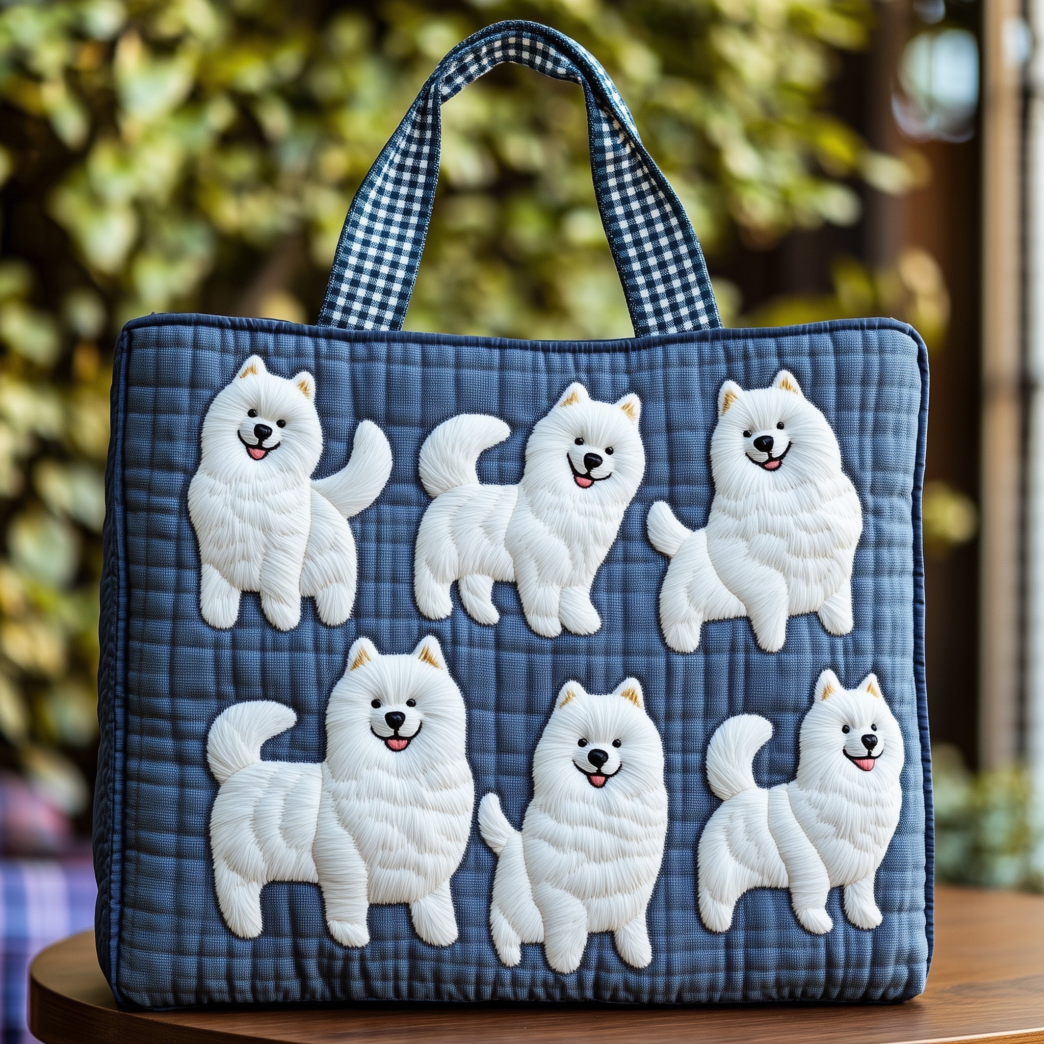 Joyful Samoyed Quilted Tote Bag GFTONT3896
