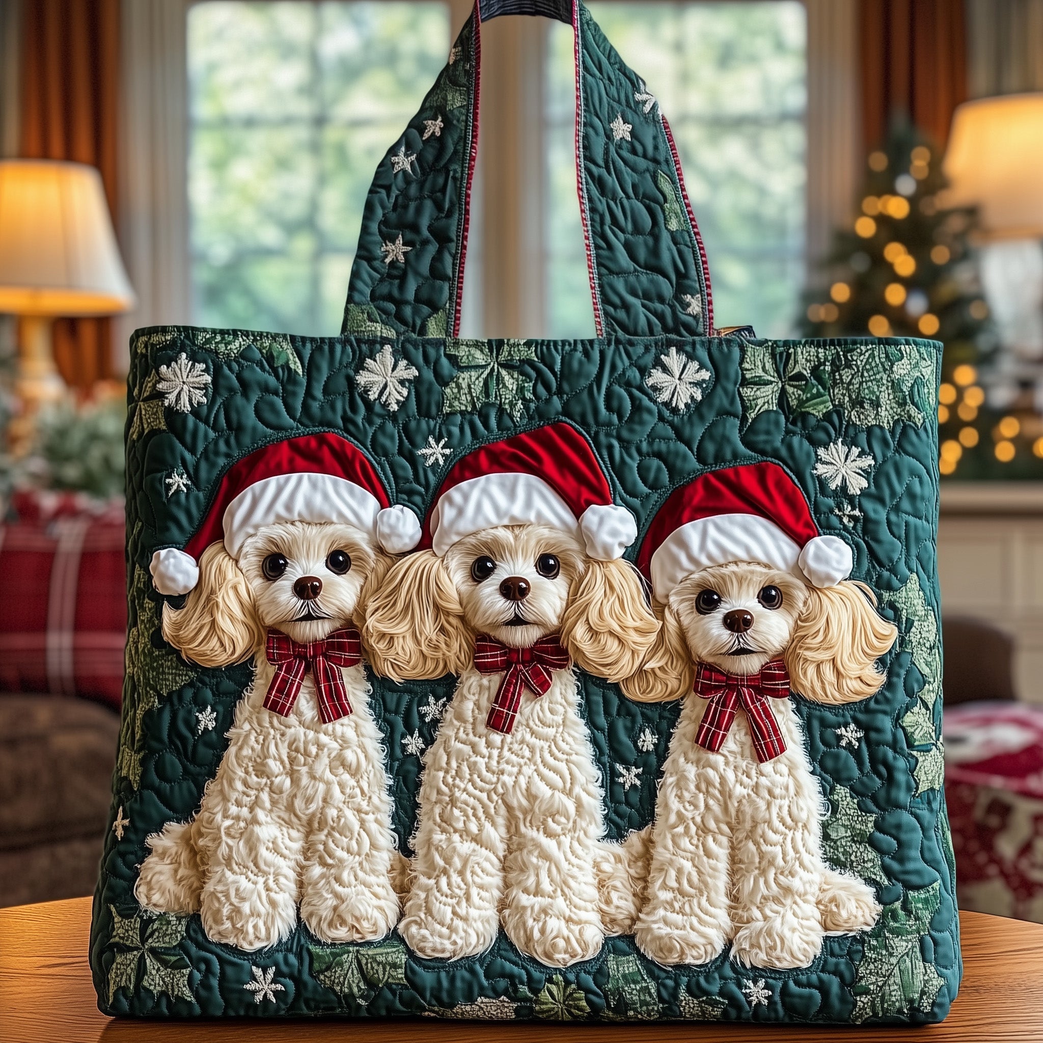 Festive Poodle Quilted Tote Bag GFTONT4019