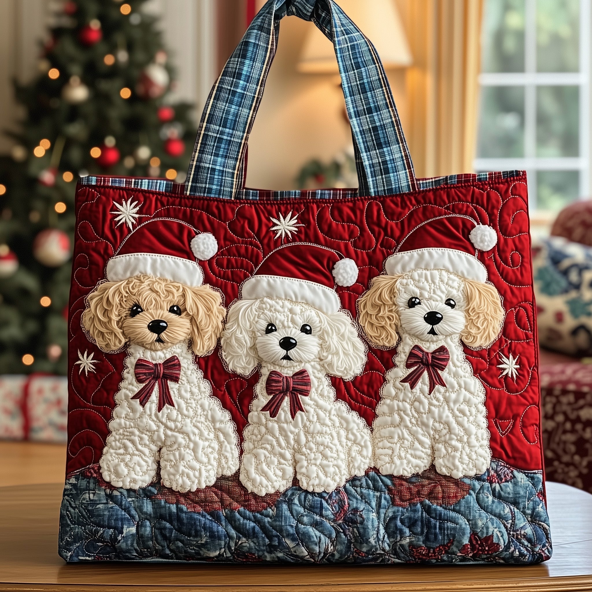 Festive Poodle Quilted Tote Bag GFTONT4020
