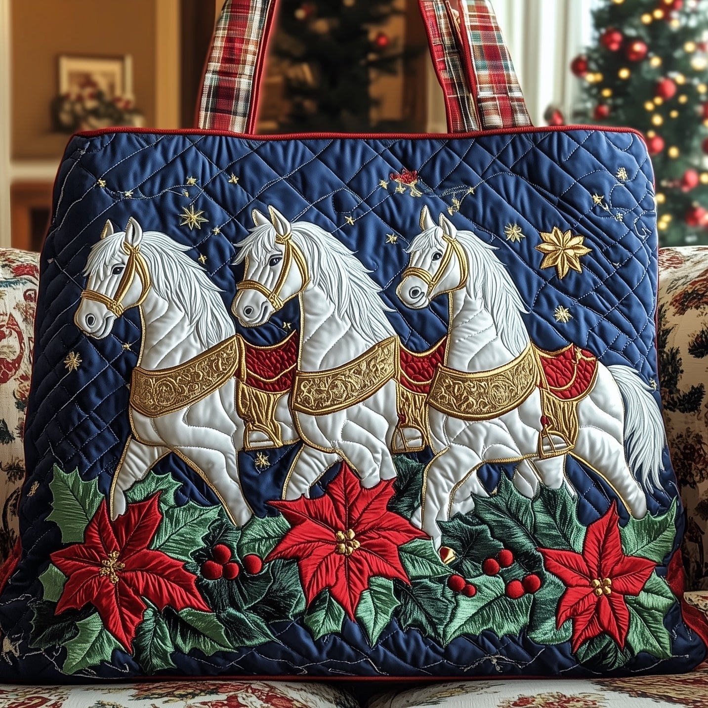 Yuletide Ride Quilted Tote Bag GFTONT4082