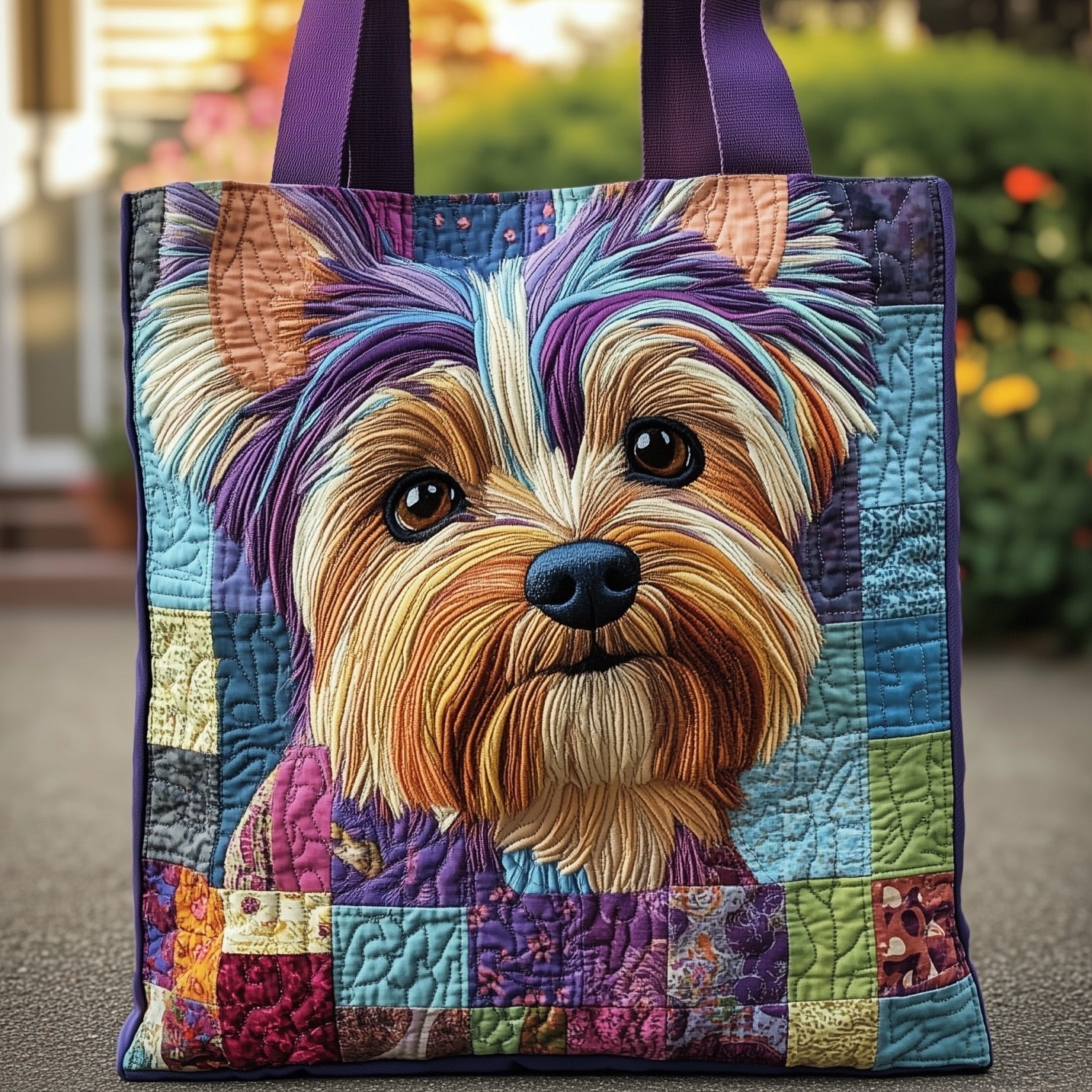 Yorkie Portrait Quilted Tote Bag GFTONT4403