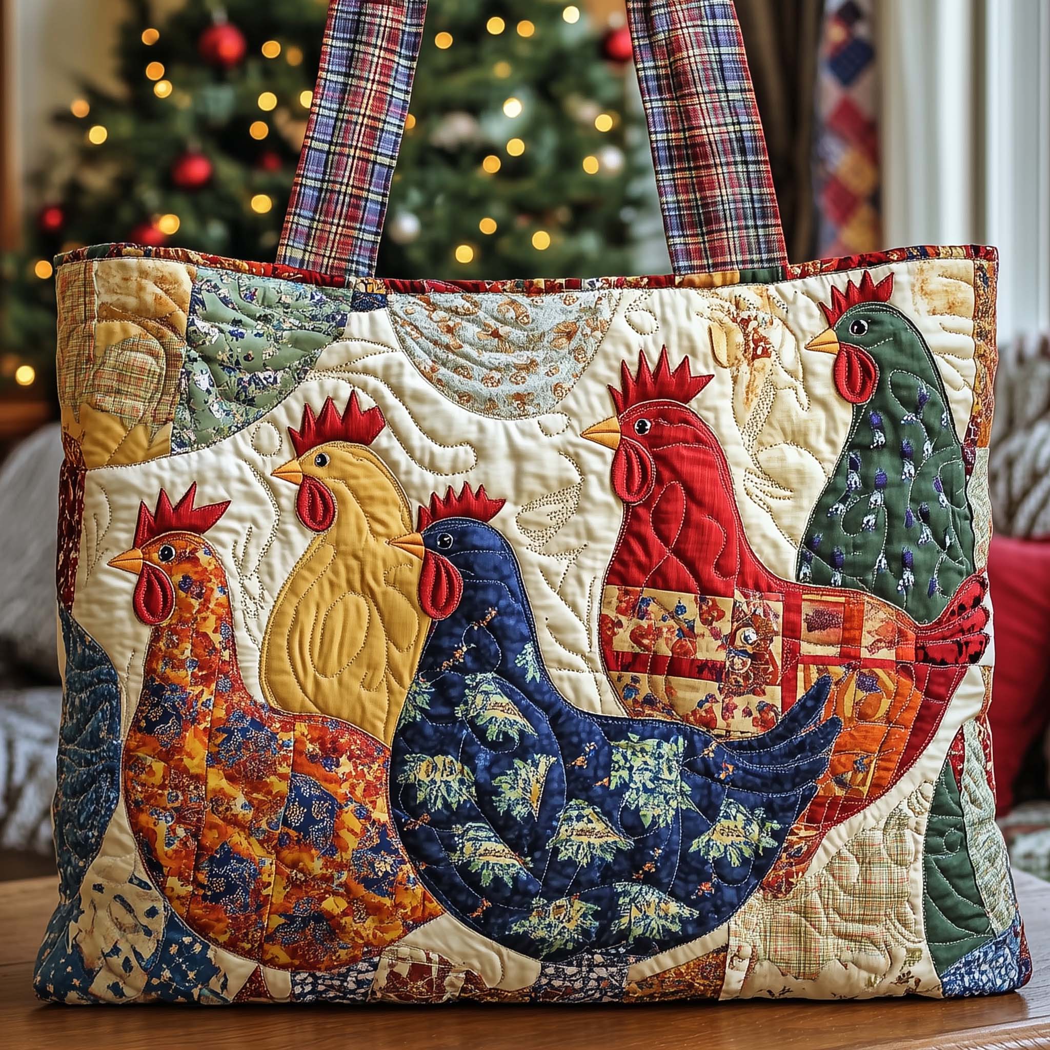 Whimsical Chicken Quilted Tote Bag GFTONT4647