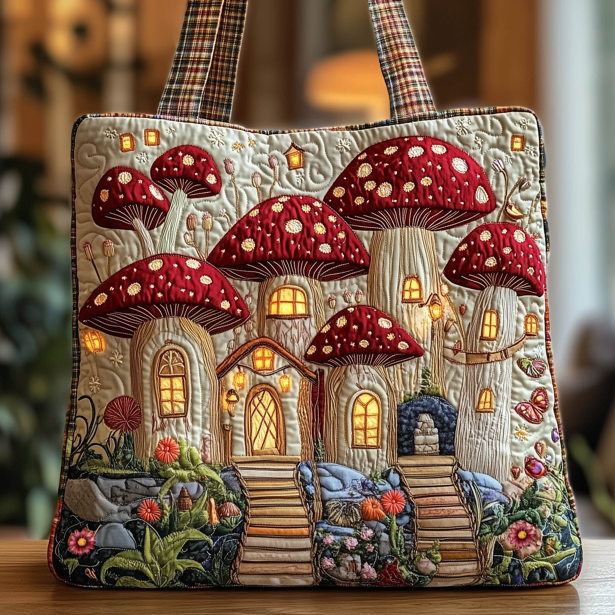 Mushroom Cottage Quilted Tote Bag GFTONT5846