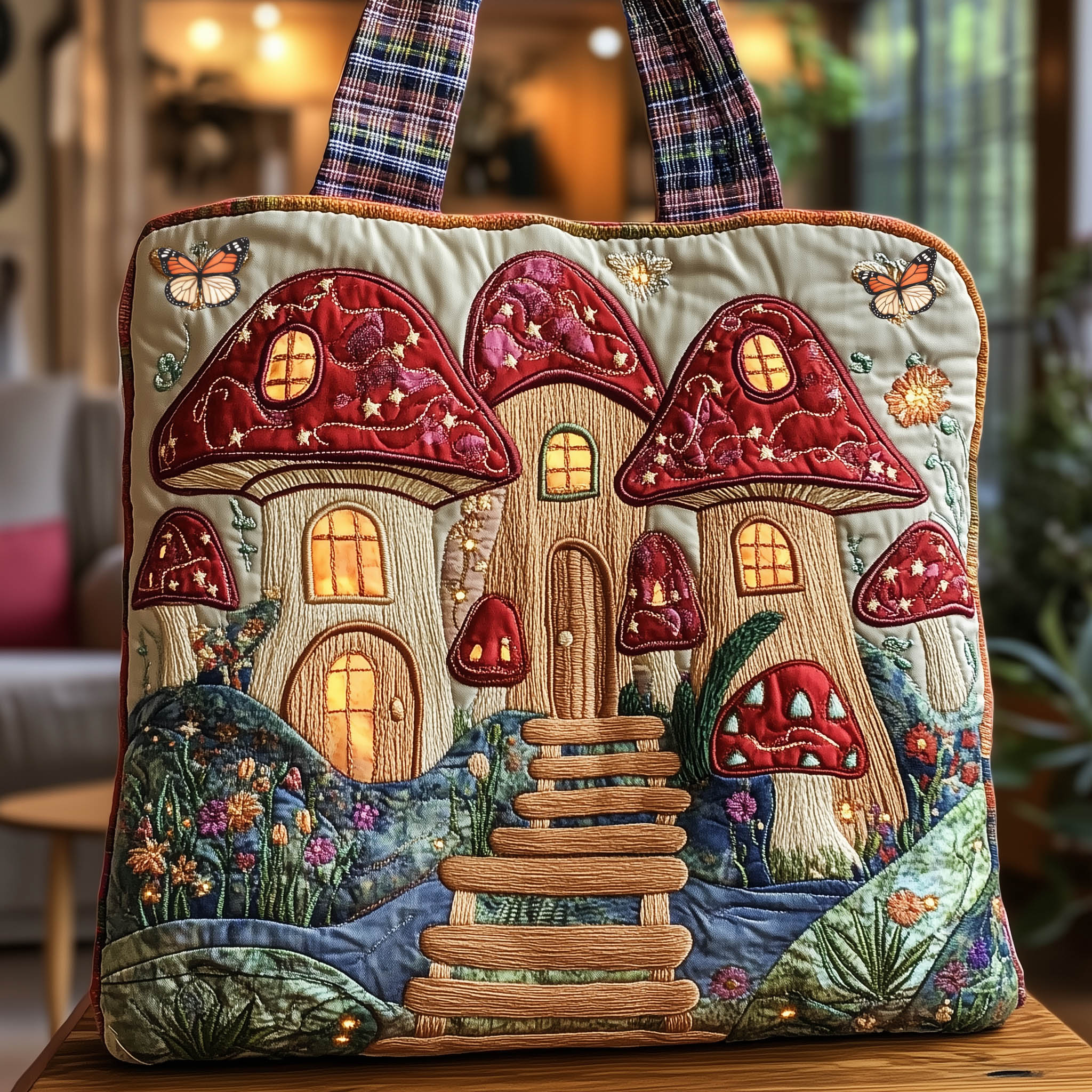 Mushroom Cottage Quilted Tote Bag GFTONT5847