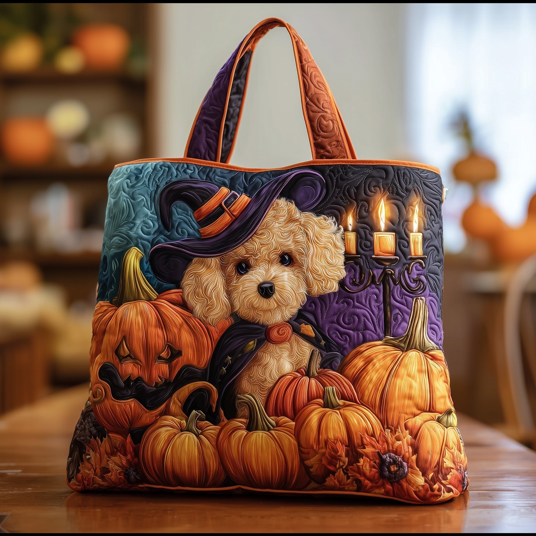 Autumn Poodle Quilted Tote Bag GFTOTG124
