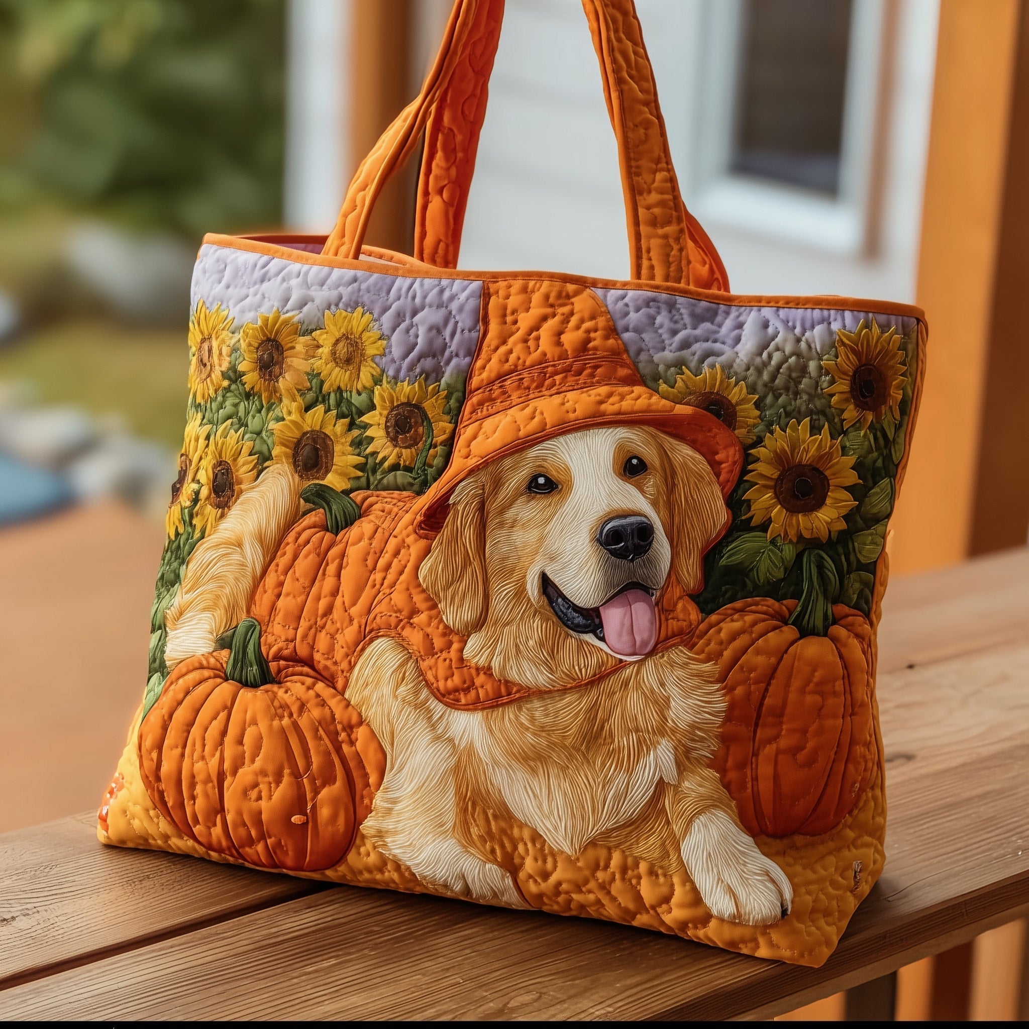 Autumn Golden Retriever Quilted Tote Bag GFTOTG201